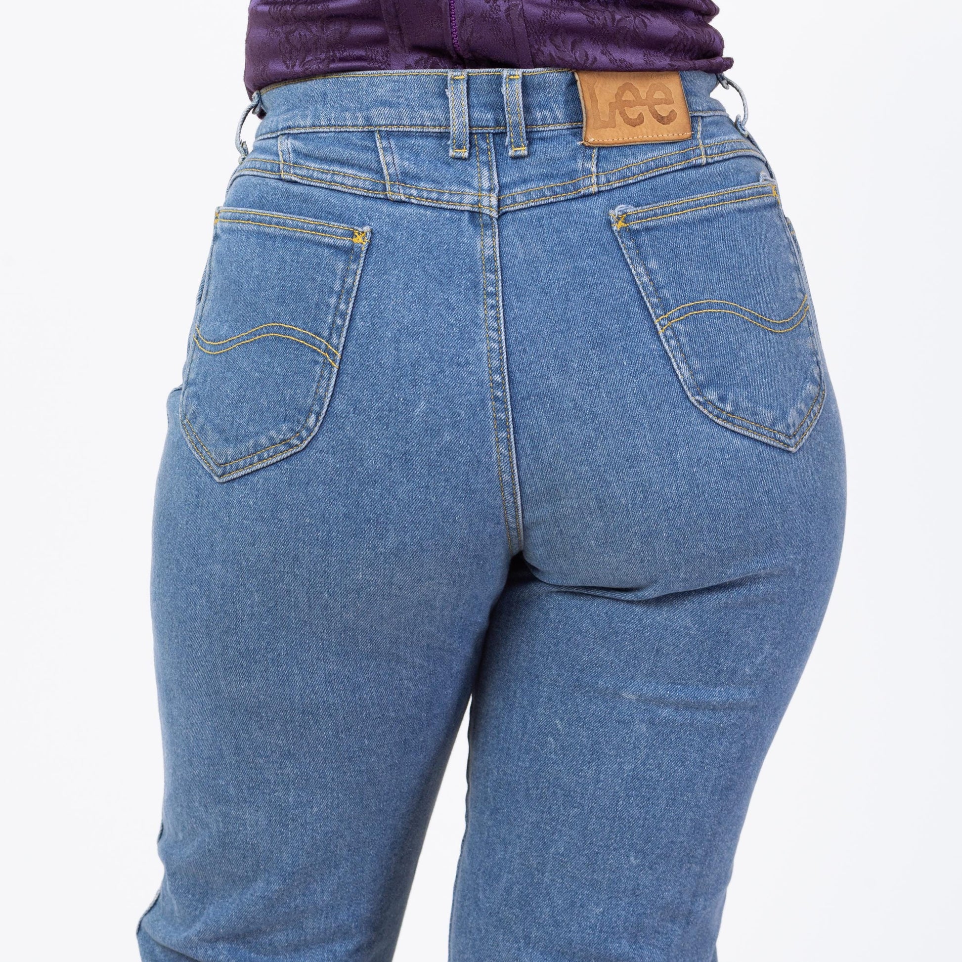 Vintage 80s Lee Riders High Waisted Jeans - Large, 30"-32" Waist | Made In USA Stretch Denim Tapered Leg Mom Jeans