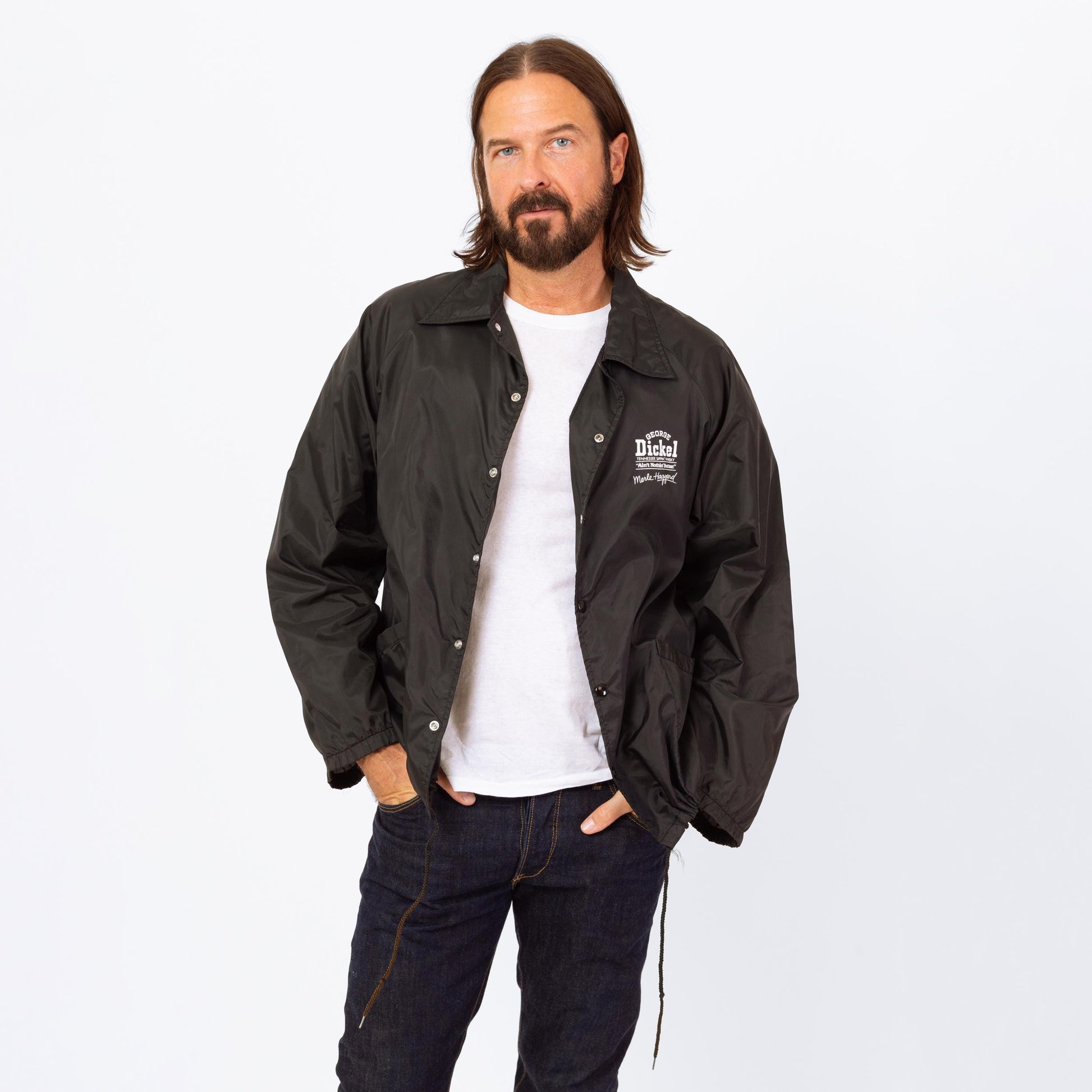 Vintage 80s Merle Haggard And The Strangers Windbreaker - Large | Ain't Nothin Better Tour Black Snap Button Jacket