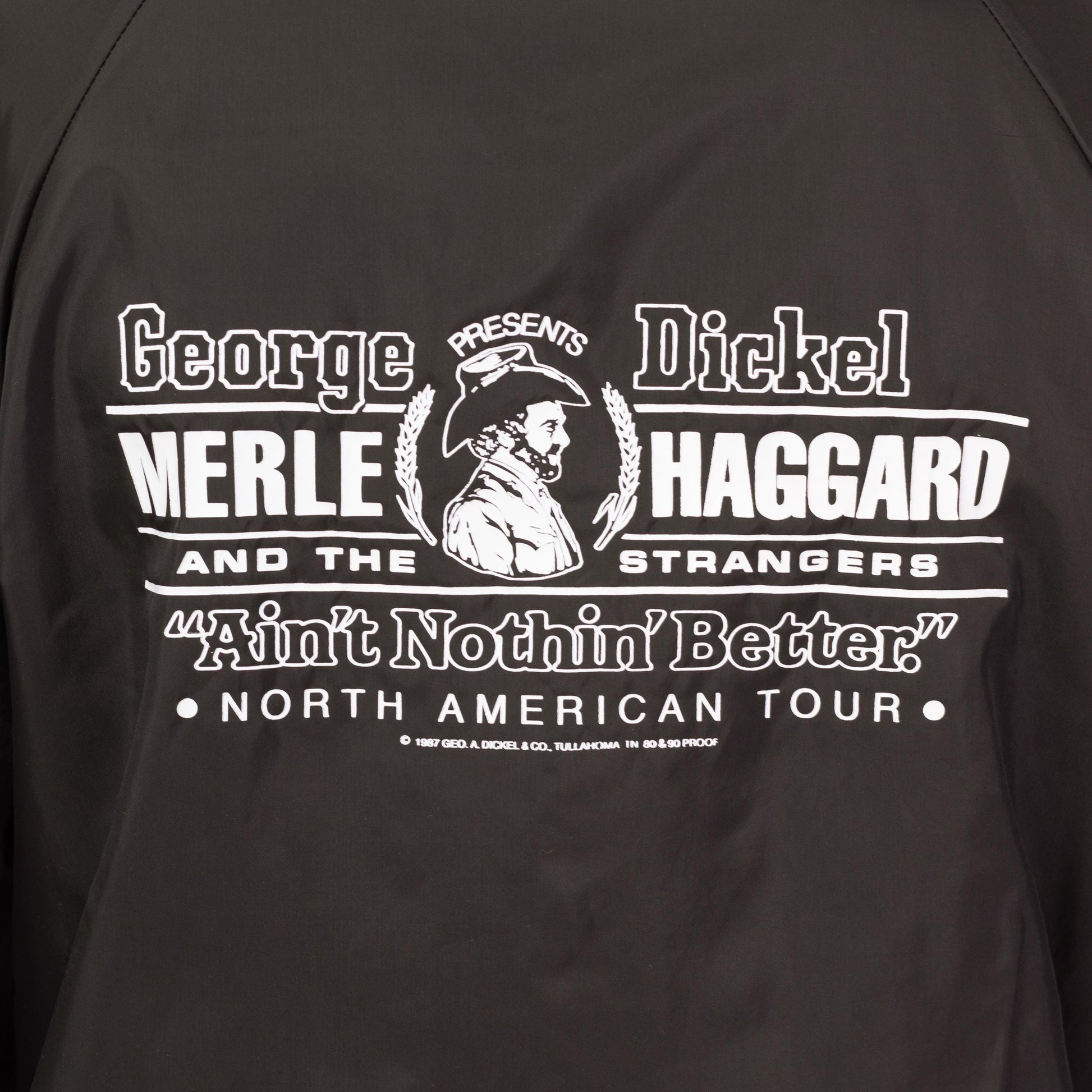 Vintage 80s Merle Haggard And The Strangers Windbreaker - Large | Ain't Nothin Better Tour Black Snap Button Jacket