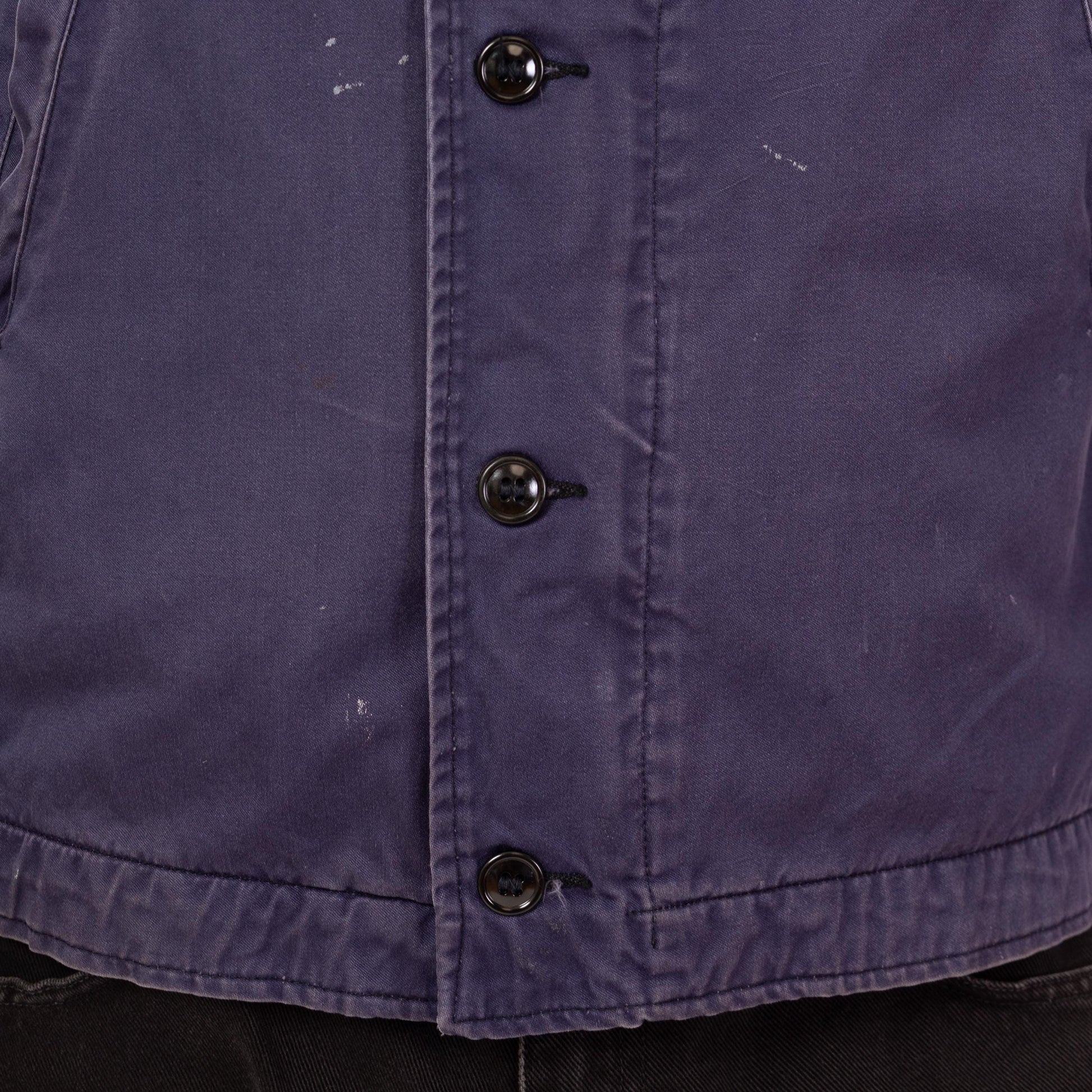 Vintage 70s US Navy Deck Jacket - Medium | Slate Blue Cotton Button Up Lightweight Utility Jacket