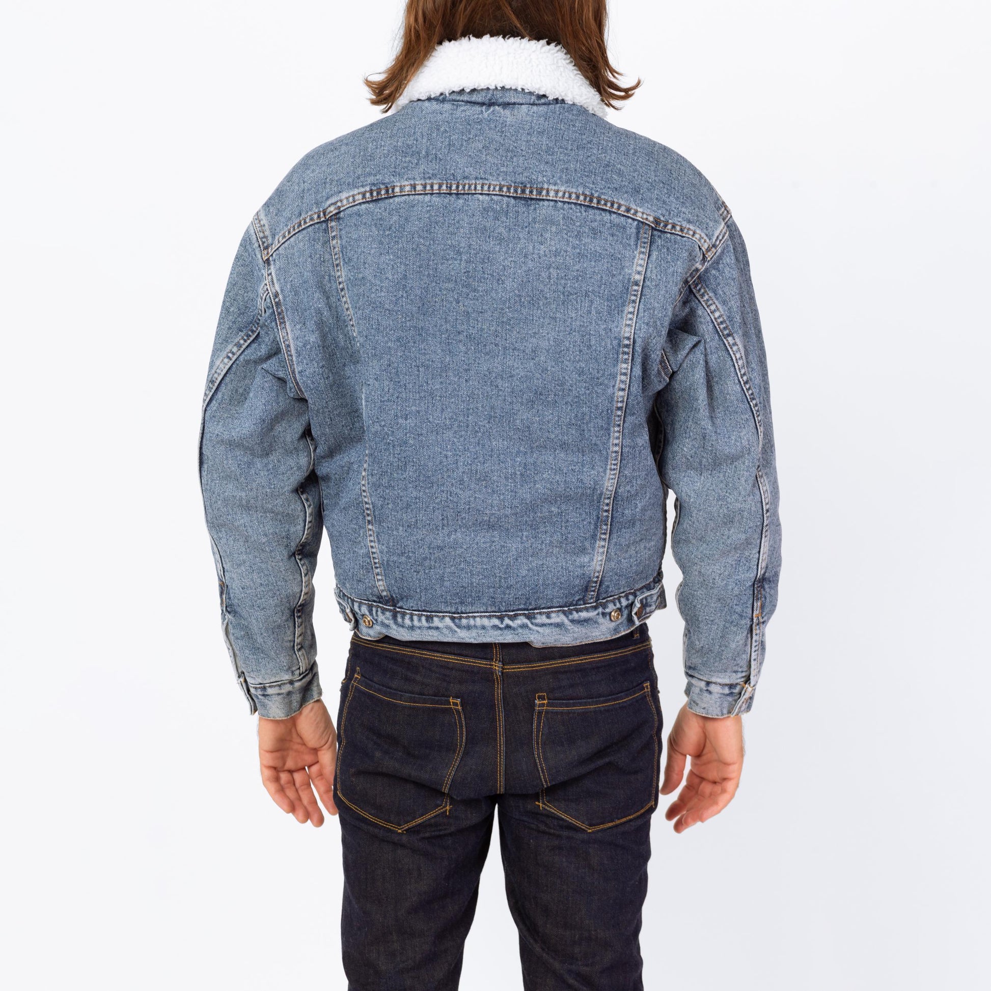 Vintage Levi's Denim Sherpa Jacket - Medium | Stonewashed Shearling Lined Blue Jean Grunge Trucker Coat