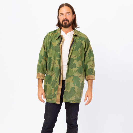 Vintage 60s 70s Kamo Reversible Mitchell Camo Hunting Jacket - Extra Large | Cotton Camouflage Zip Up Lightweight Army Surplus Coat