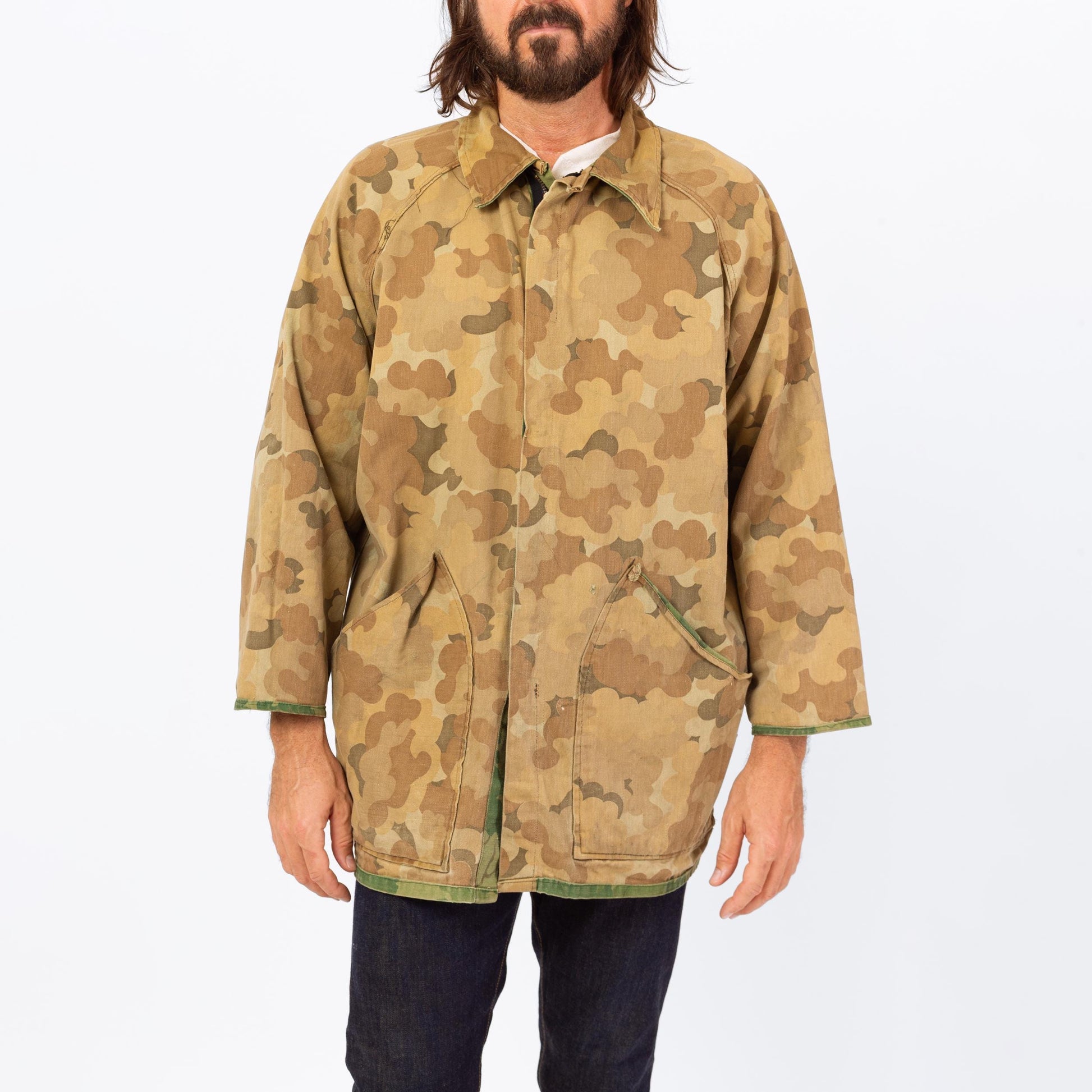 Vintage 60s 70s Kamo Reversible Mitchell Camo Hunting Jacket - Extra Large | Cotton Camouflage Zip Up Lightweight Army Surplus Coat
