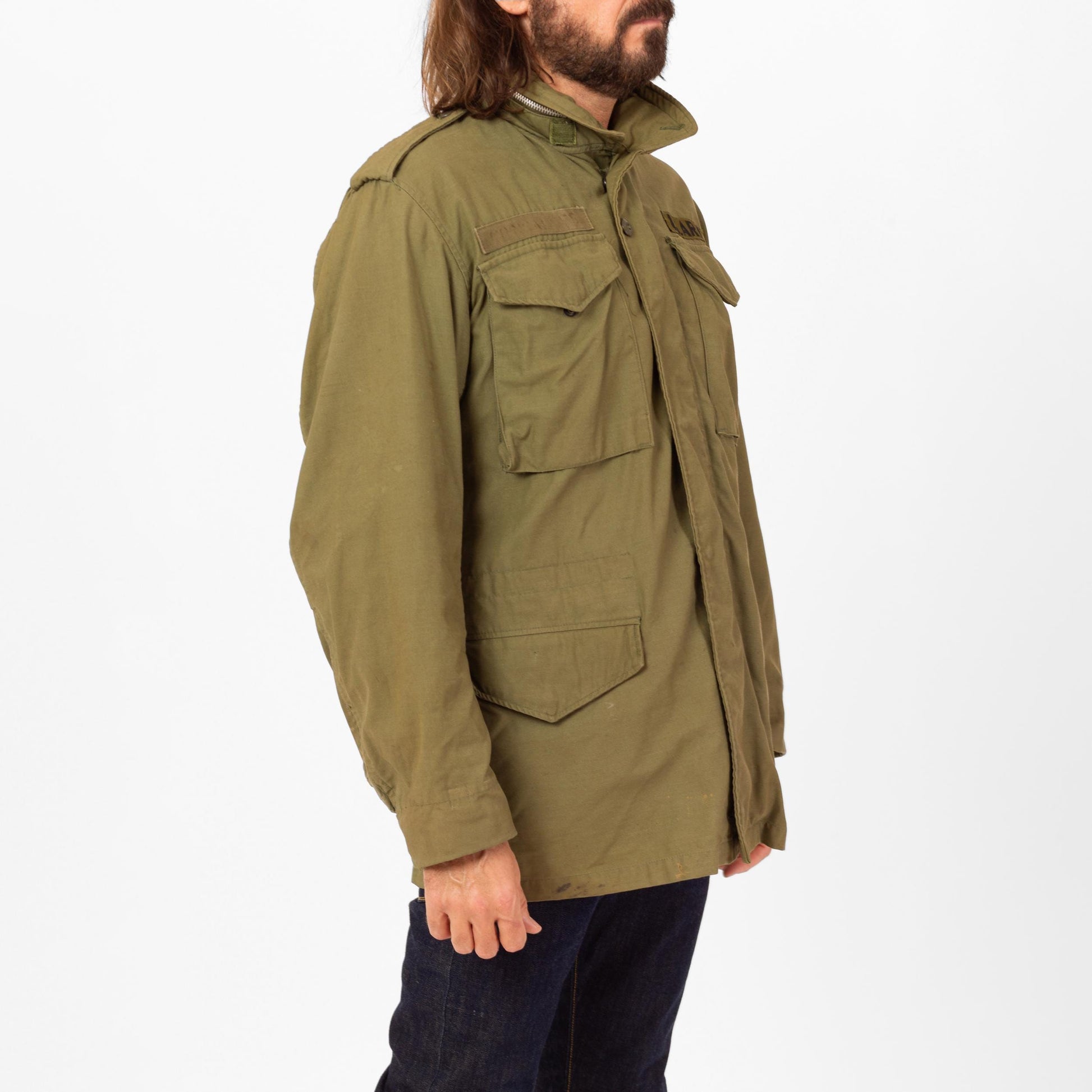 Vintage 70s M65 US Army Field Jacket - Small Long | OG 107 Hooded Olive Drab Vietnam Era Military M-65 Coat