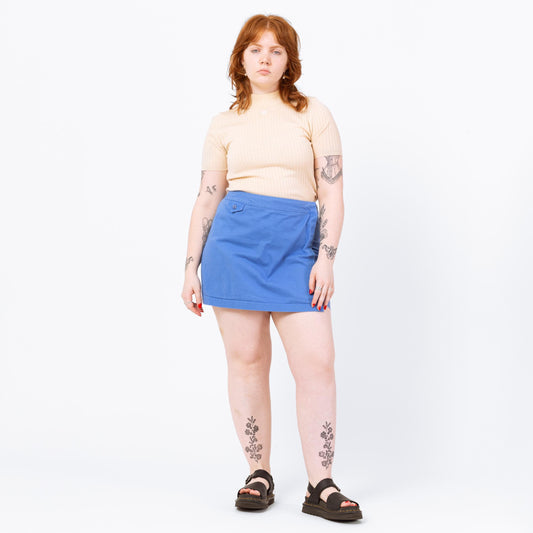 Vintage 90s Cornflower Blue Wrap Skort - Petite Large, 33" Waist | Vintage A Line High Waisted Mini Shorts Skirt