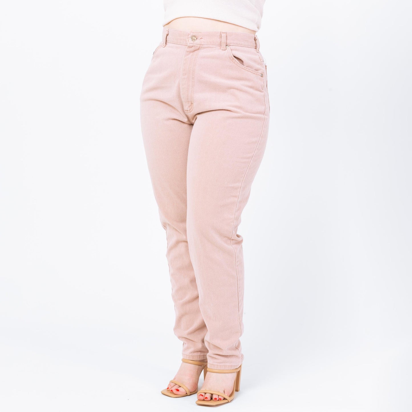 Vintage 90s Lee Pastel Pink High Waisted Jeans - Large, 32" Waist | Made In USA Denim Tapered Leg Mom Jeans