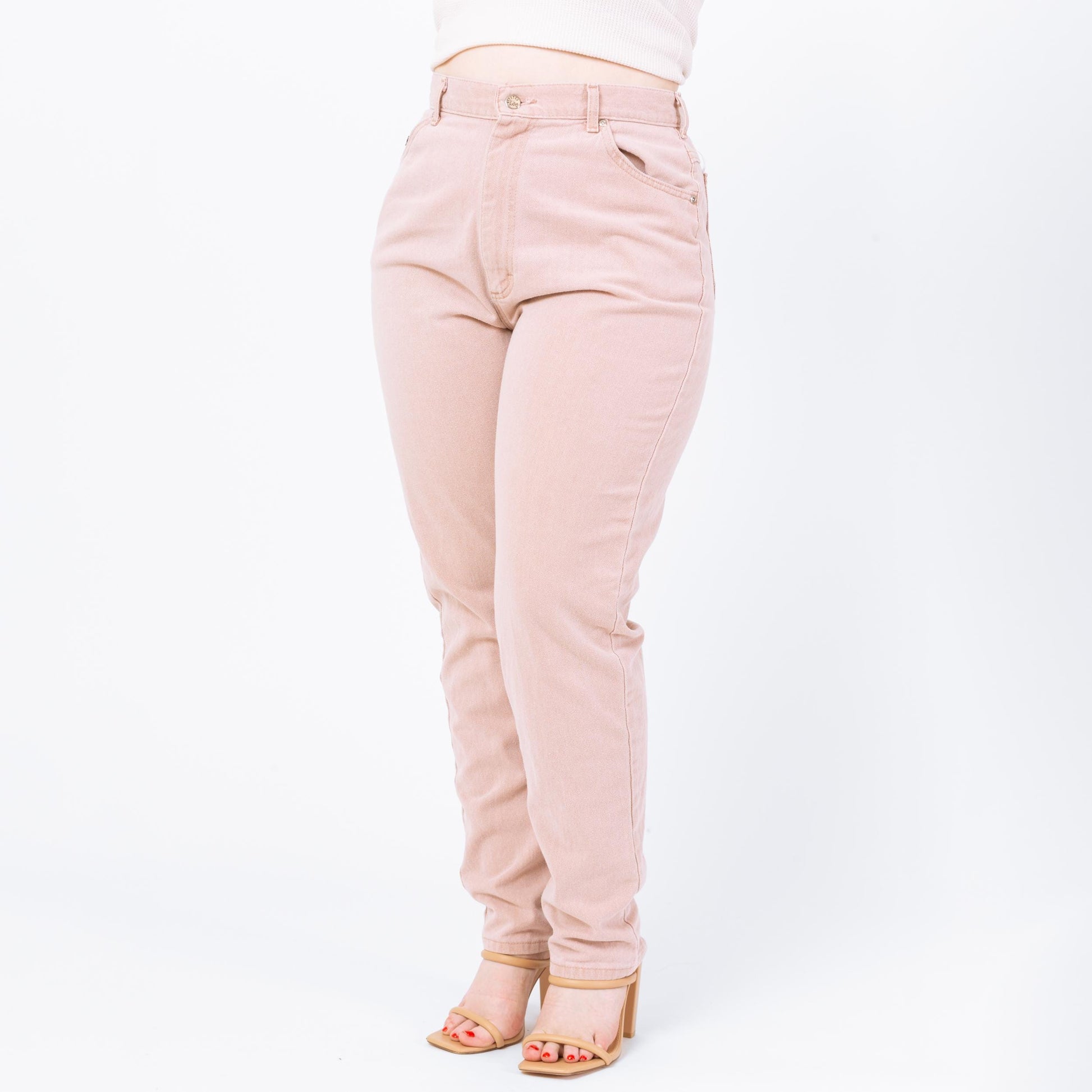 Vintage 90s Lee Pastel Pink High Waisted Jeans - Large, 32" Waist | Made In USA Denim Tapered Leg Mom Jeans