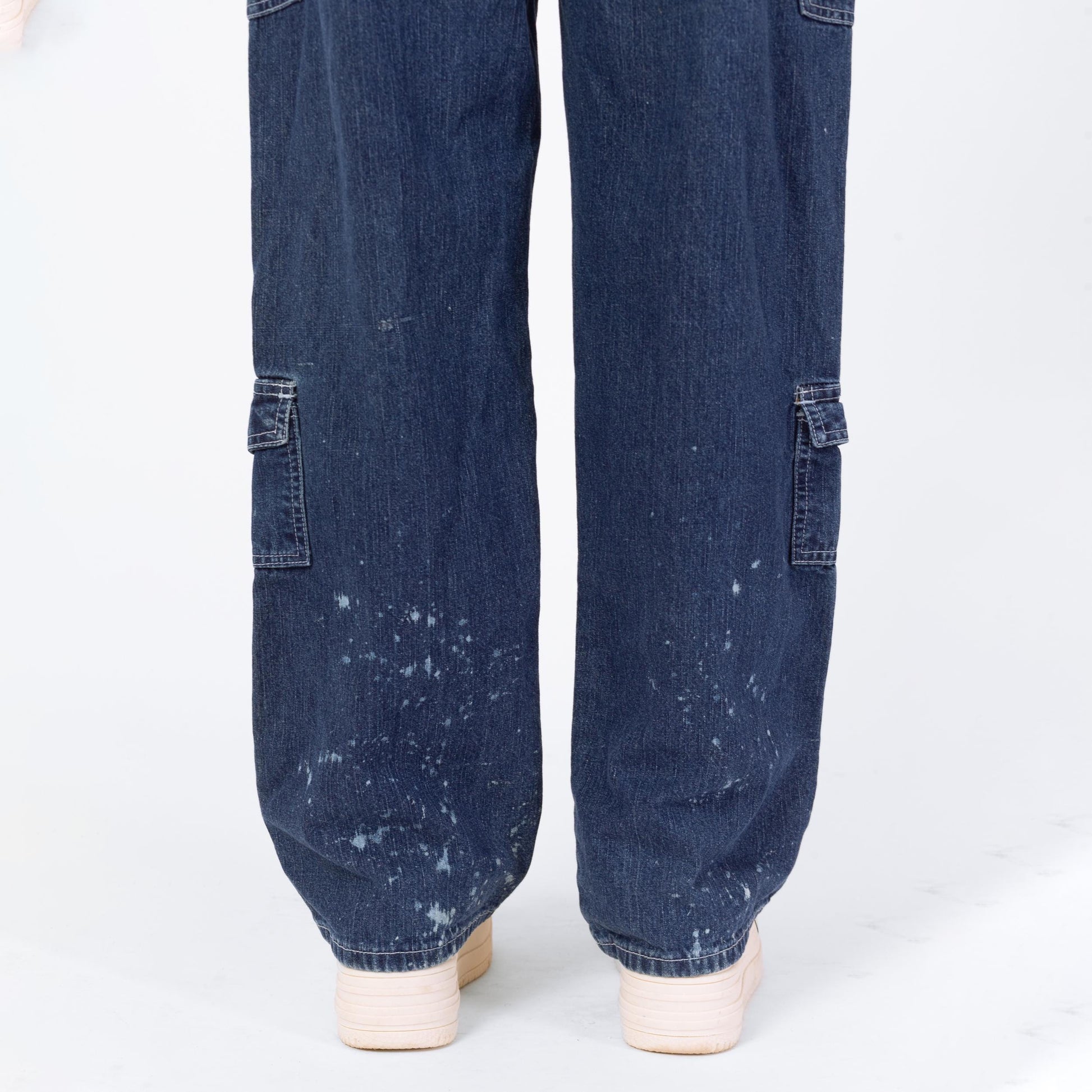 Vintage 90s Dark Wash Denim Cargo Overalls - Small | Women's Blue Jean Bib Overall Pants