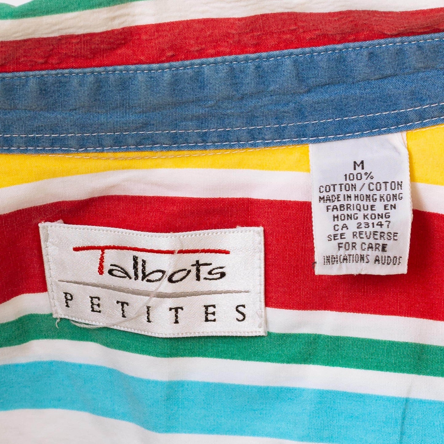Vintage 90s Primary Color Striped Button Up Shirt - Medium | Long Sleeve Collared Vertical Candy Stripe Top