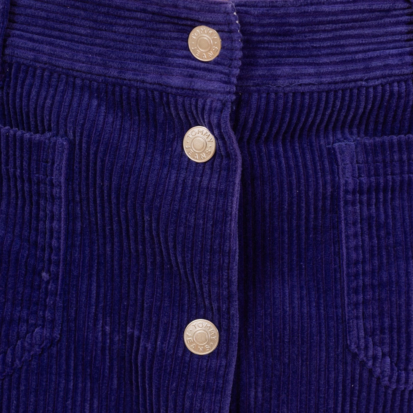 Vintage 90s Tommy Hilfiger Purple Corduroy High Waisted Mini Skirt - Medium, 28" Waist | Preppy A Line Snap Up Pencil Miniskirt