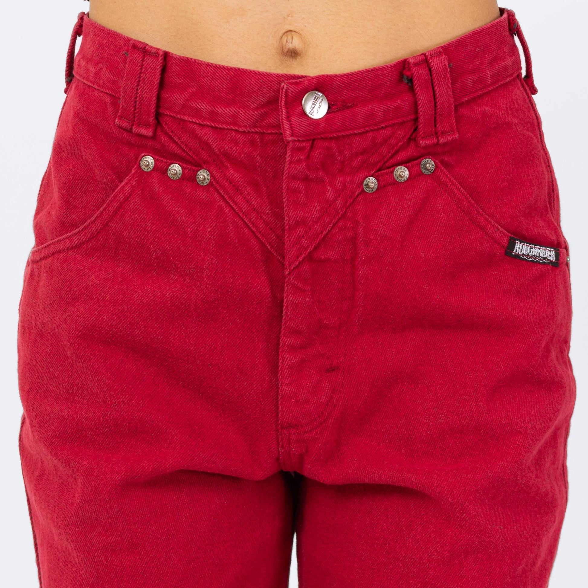 Vintage 90s Roughrider Red Western High Waisted Jeans - Medium Tall, 28" Waist | Circle T Long Inseam Denim Mom Jeans