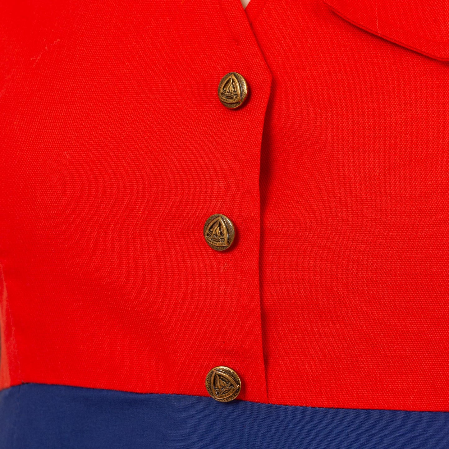 Vintage 60s Camp Fire Girls Uniform Dress - Petite XS | Mod Blue Red Color Block A Line Micro Mini Dress