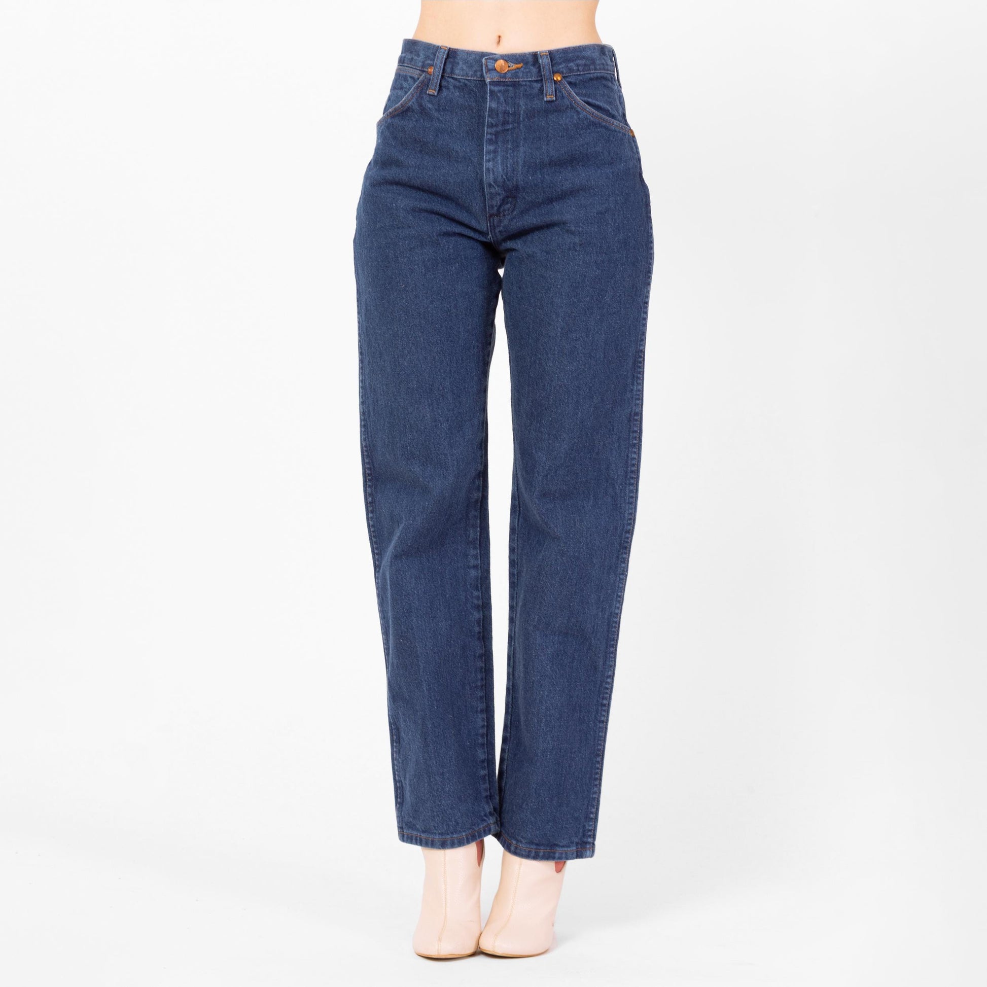 Vintage 90s Wrangler High Waisted Dark Wash Jeans - Small, 27" Waist | Vintage Denim Straight Leg Western Jeans