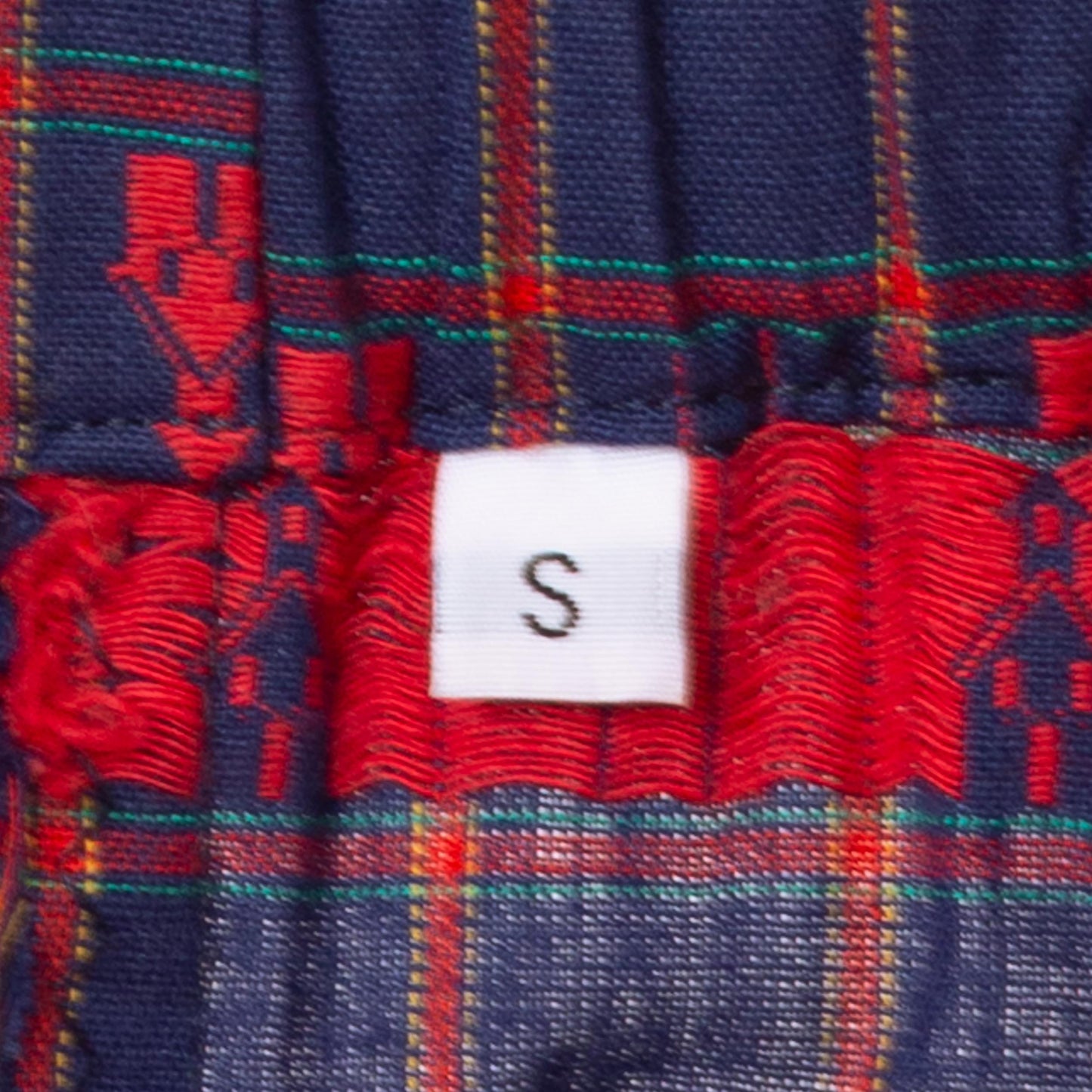 Vintage 90s School House Motif Plaid Cotton Lounge Shorts - Small, 23"-27" Waist | Novelty Elastic High Waist Wide Leg Casual Summer Shorts
