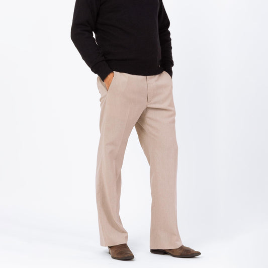 Vintage 70s Levi's Action Slacks - 34x31 | Minimalist Taupe Trousers Bootcut Leg Dress Pants
