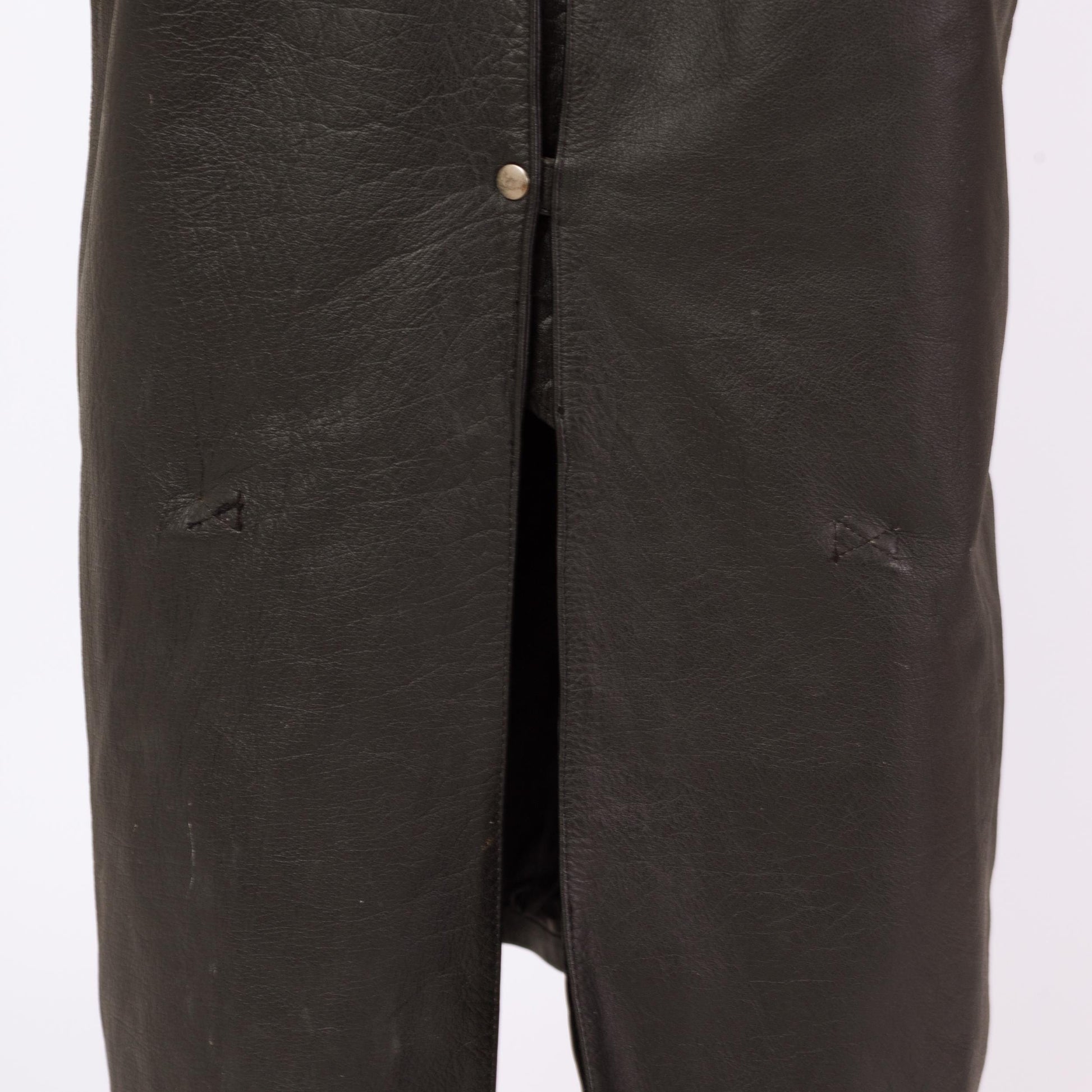 Vintage 90s Australian Stockman Black Leather Trench Coat - Large to XL | Cyber Goth Western Long Duster Jacket