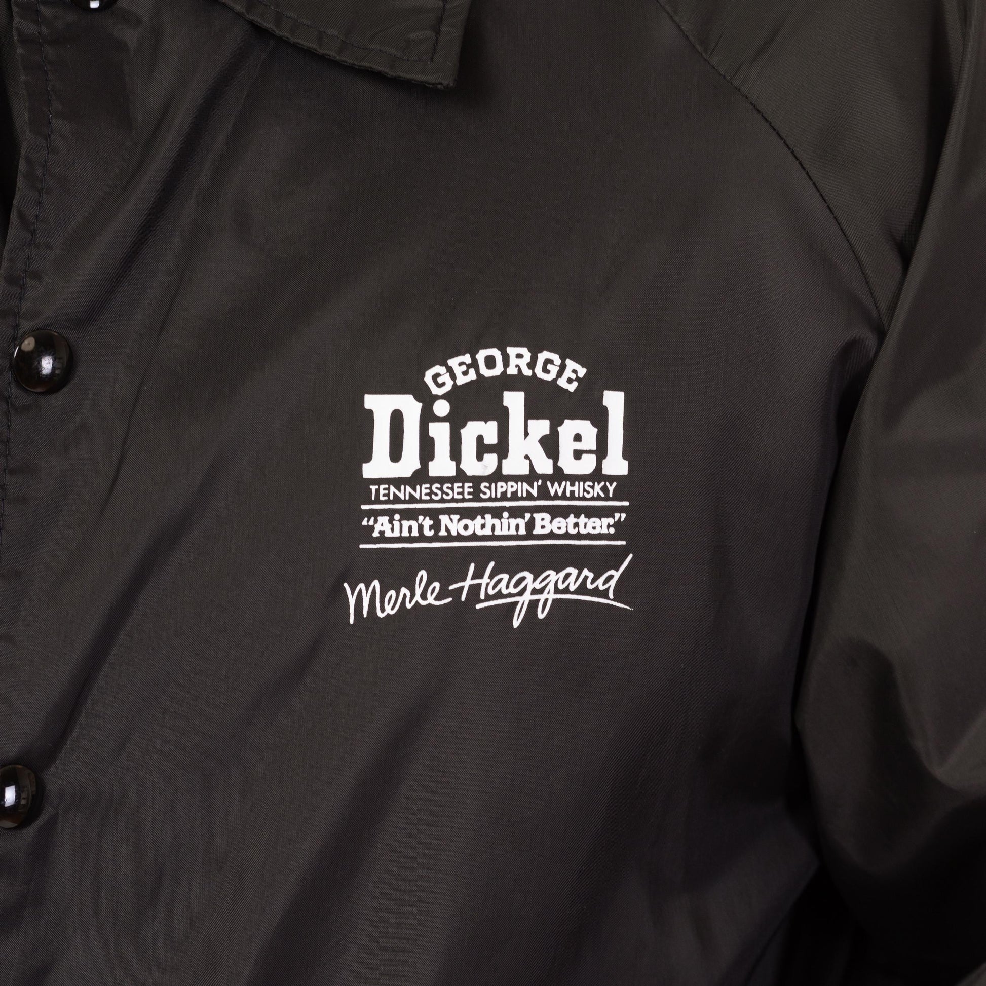 Vintage 80s Merle Haggard And The Strangers Windbreaker - Large | Ain't Nothin Better Tour Black Snap Button Jacket