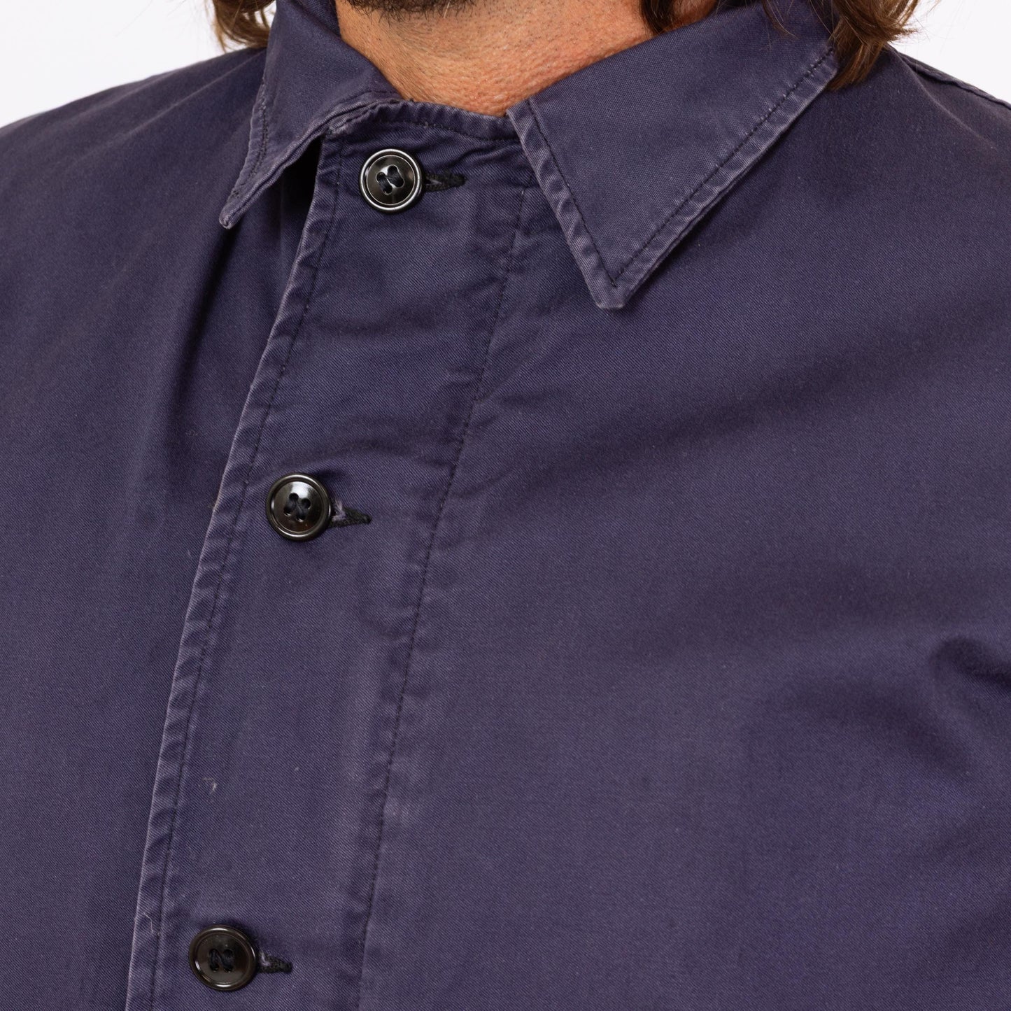 Vintage 70s US Navy Deck Jacket - Medium | Slate Blue Cotton Button Up Lightweight Utility Jacket