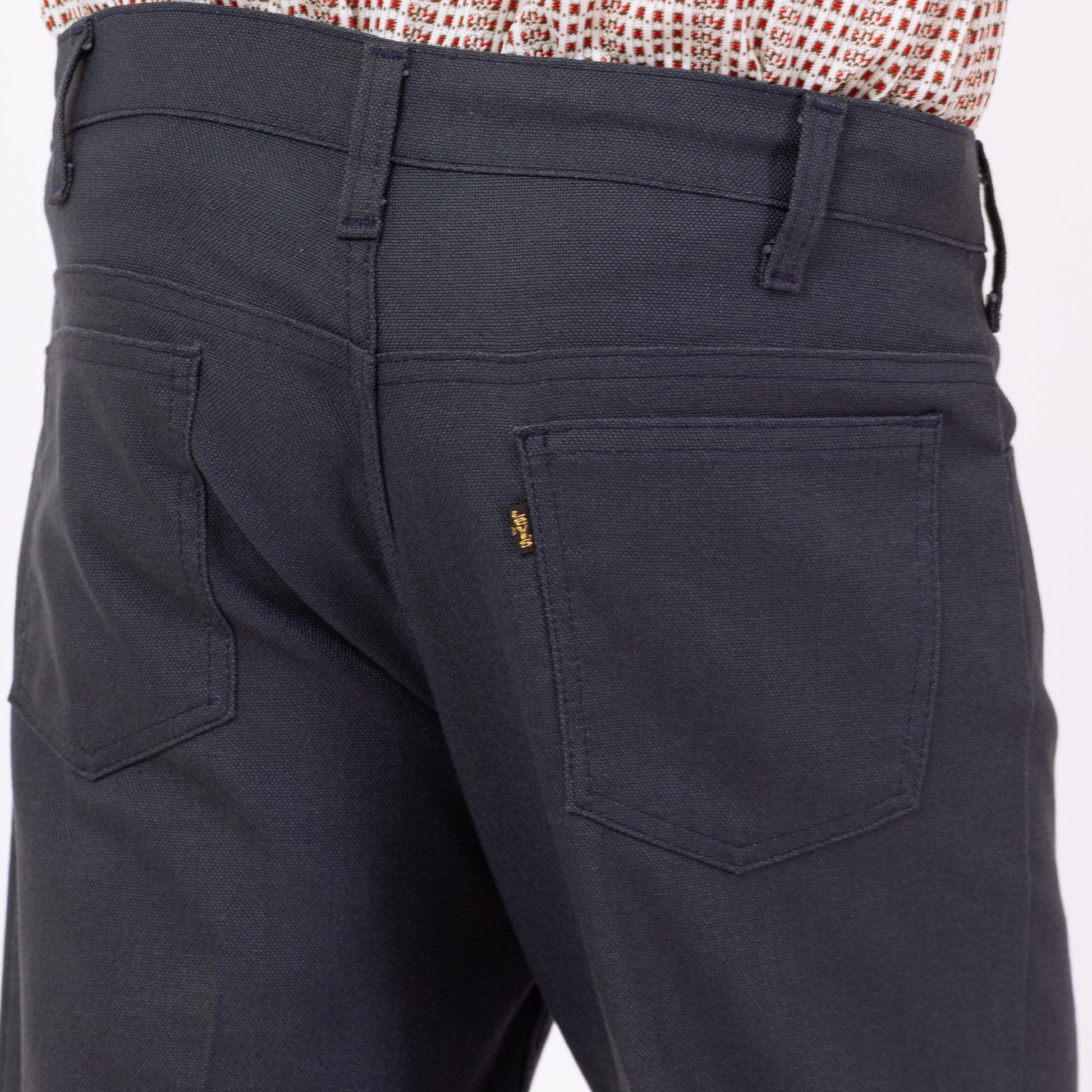 Vintage 70s Levi's Sta-Prest Dark Slate Blue Trousers - 34x32 | Retro Bootcut Straight Leg Polyester Pants