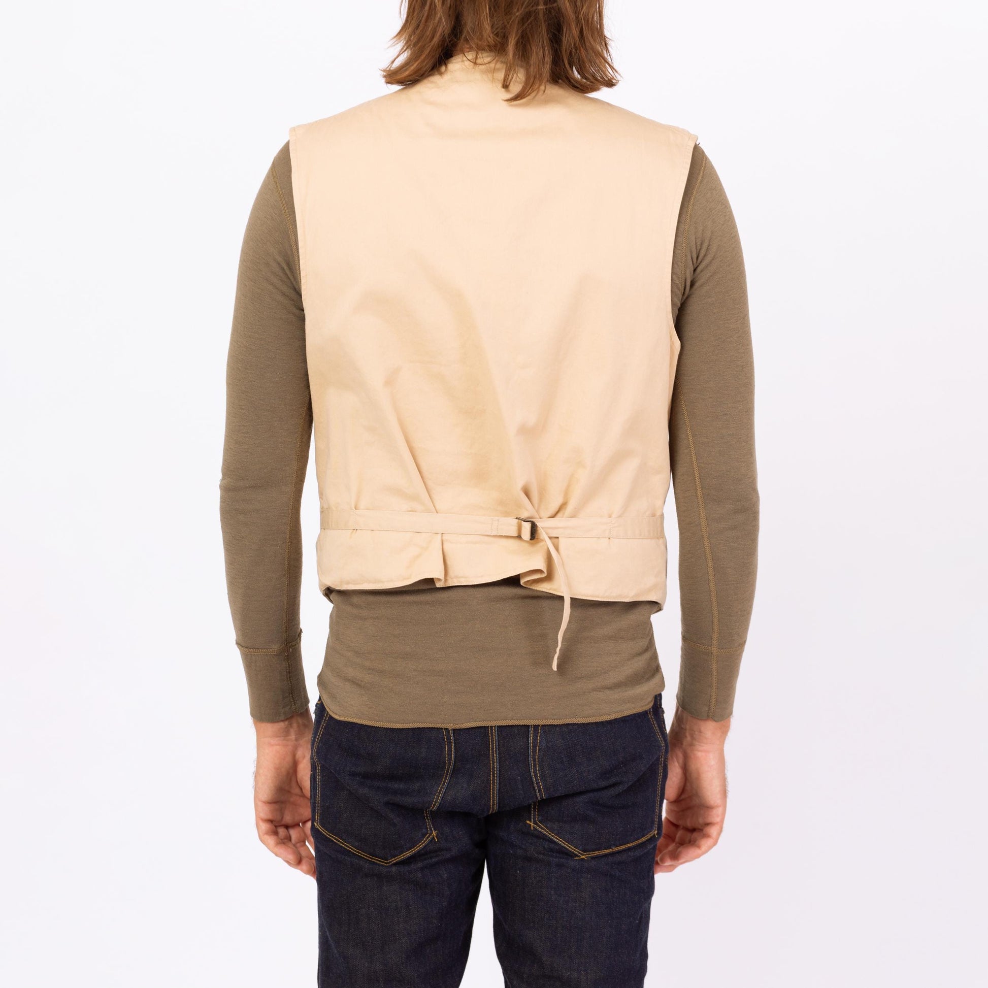 Vintage 90s Polo Ralph Lauren Khaki Vest - Large | Western Wear Cream Cotton Vest, Sleeveless Button Up Layering Shirt