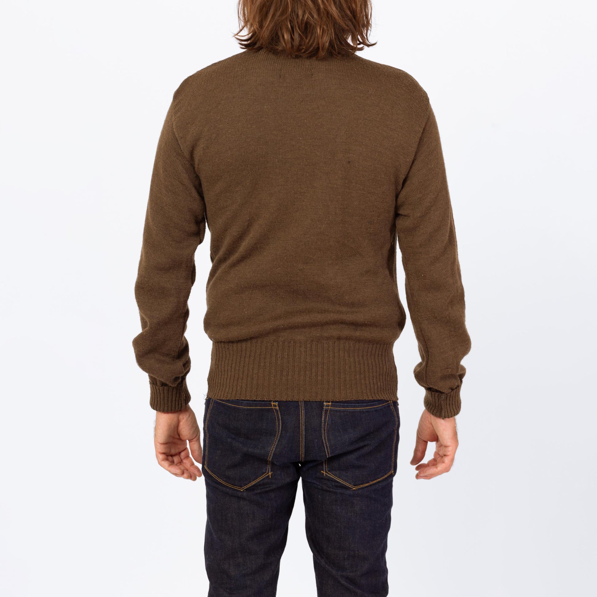 Vintage 90s Olive Wool Military Henley Sweater - Large | US Army Long Sleeve Fitted Pullover