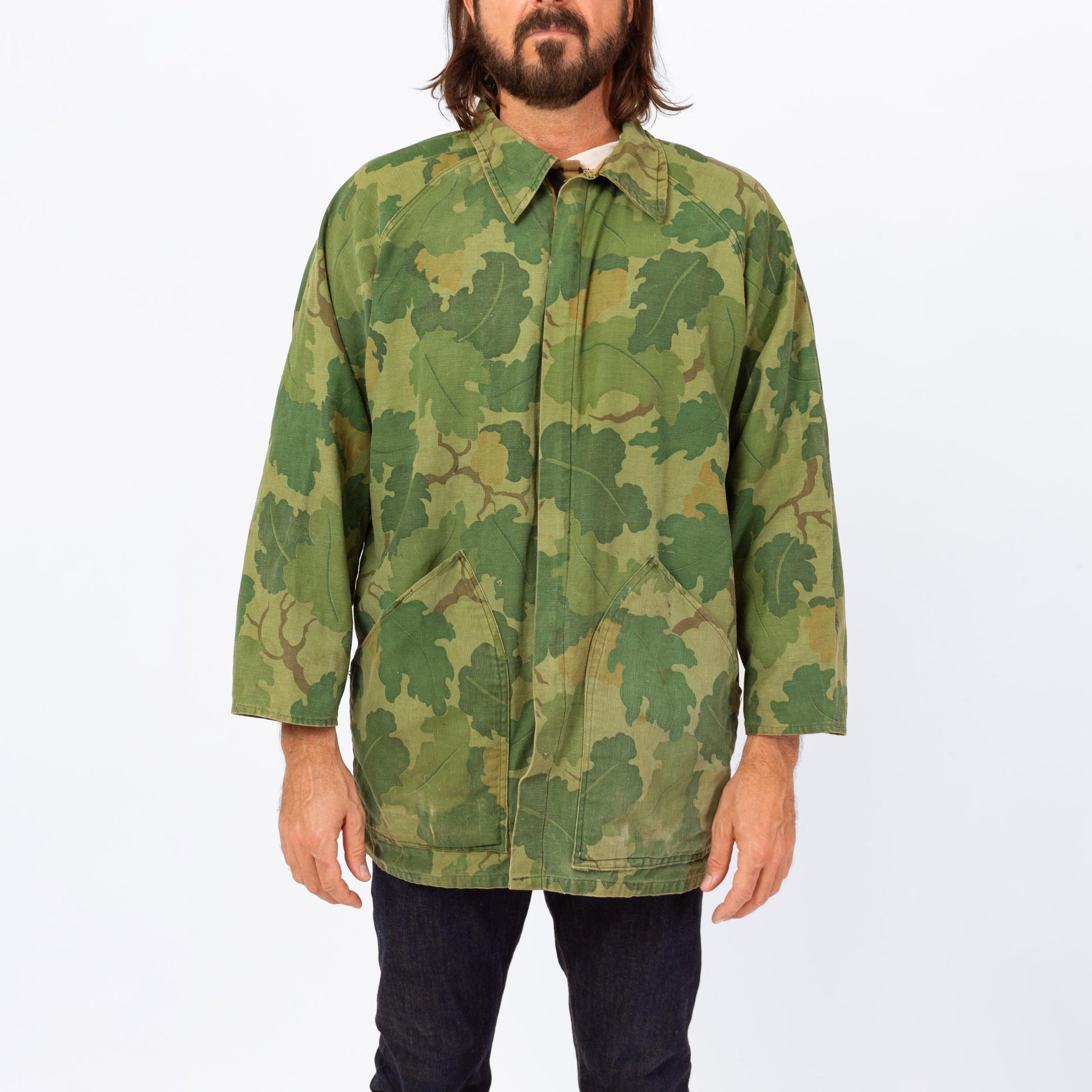 Vintage 60s 70s Kamo Reversible Mitchell Camo Hunting Jacket - Extra Large | Cotton Camouflage Zip Up Lightweight Army Surplus Coat