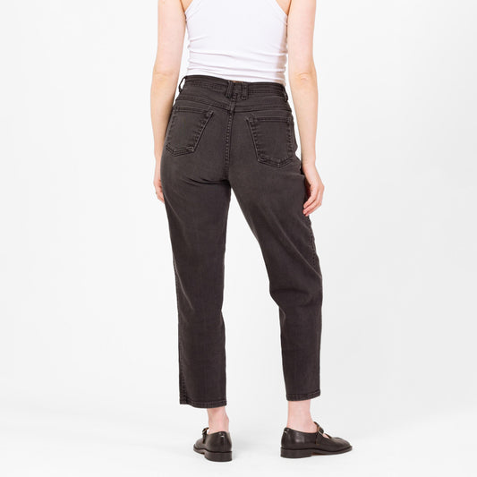 Vintage 90s Faded Black High Waisted Ankle Jeans - Medium, 29"-31" Waist | Bill Blass Denim Stretchy Curvy Fit Mom Jeans