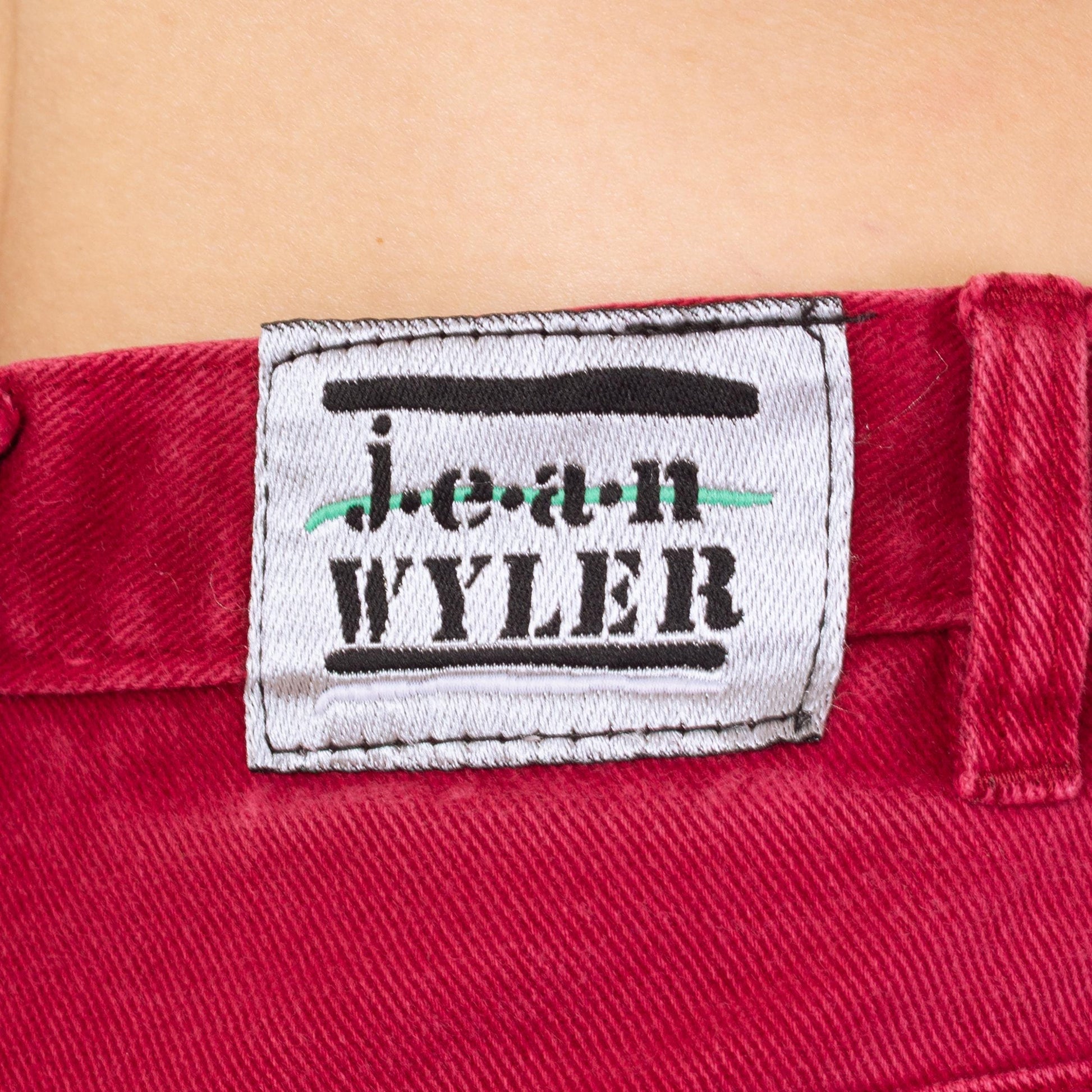 Vintage 90s Raspberry Red Exposed Button Fly Jeans - Extra Small, 25" Waist | High Waisted Denim Short Inseam Ankle Jeans