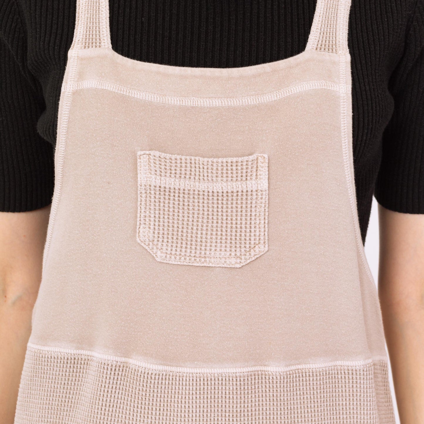 Vintage 90s Minimalist Taupe Maxi Pinafore Dress - Small | Waffle Knit Racerback Sleeveless Lounge Dress