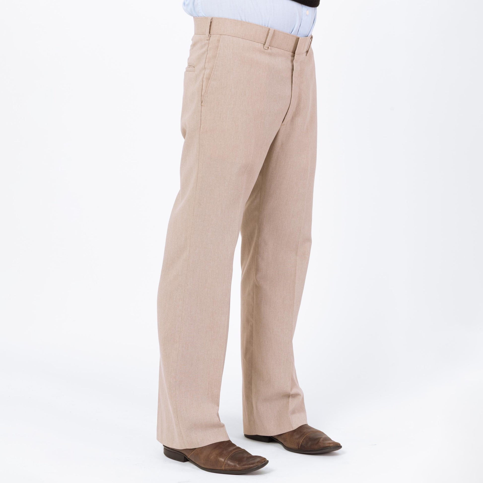 Vintage 70s Levi's Action Slacks - 34x31 | Minimalist Taupe Trousers Bootcut Leg Dress Pants