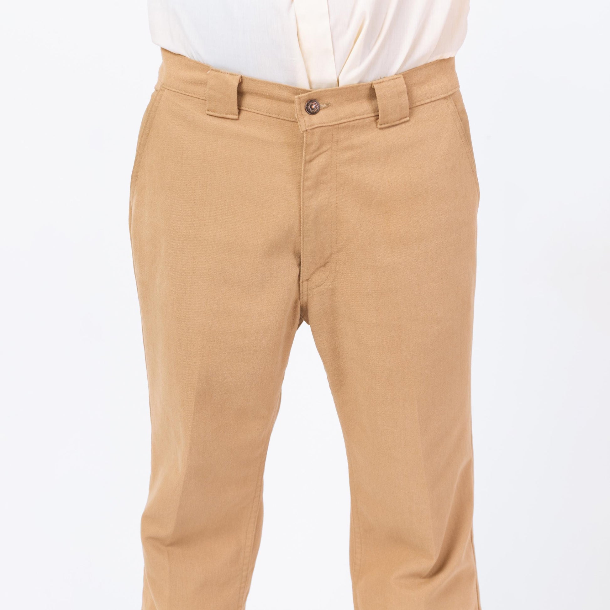Vintage 70s Levi's Tan Bootcut Pants - 34x31 | Retro Khaki Cargo Pocket Trousers