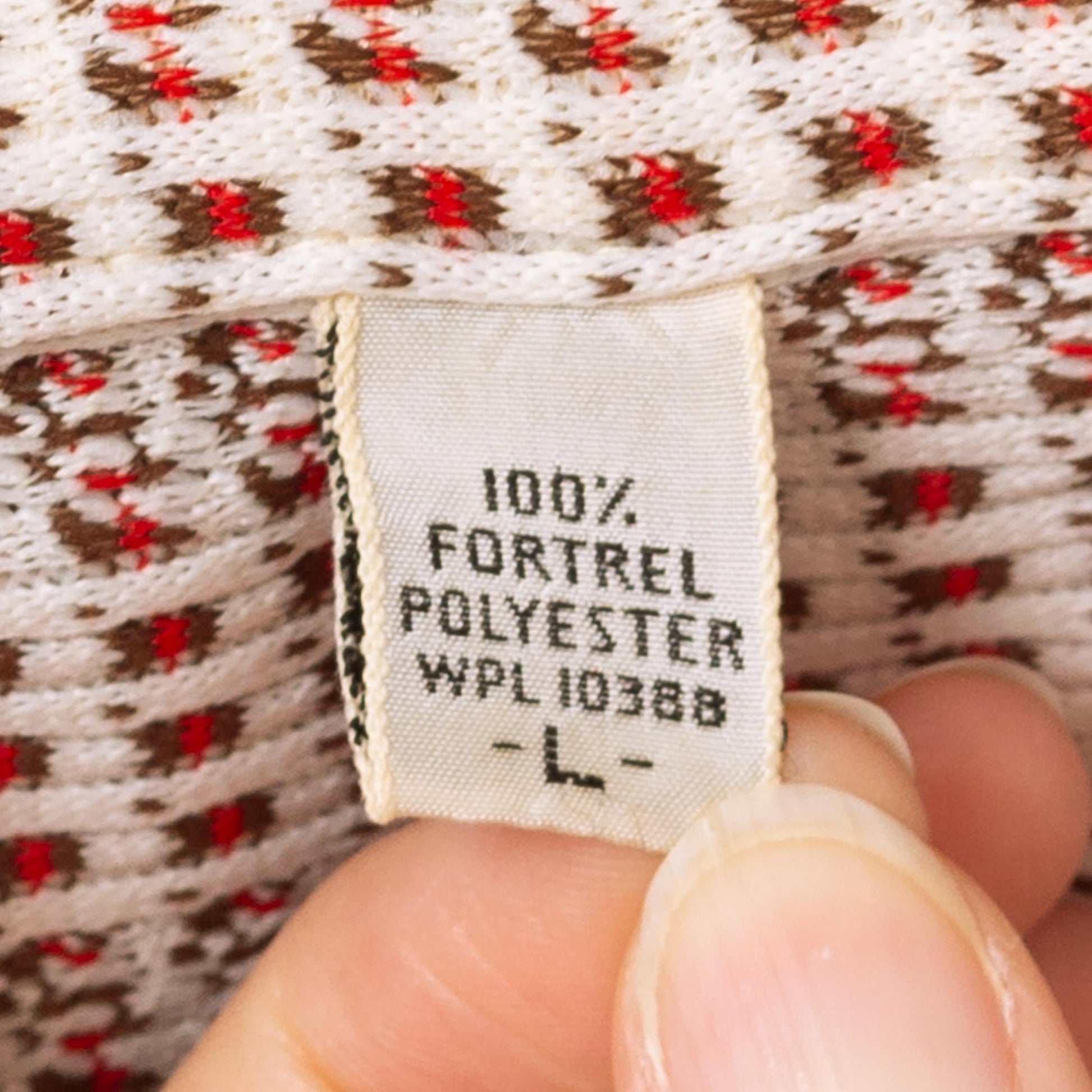 Vintage 70s Grid Plaid Knit Collared Shirt - Large | Retro White Red Plaid Button Down Long Sleeve Top