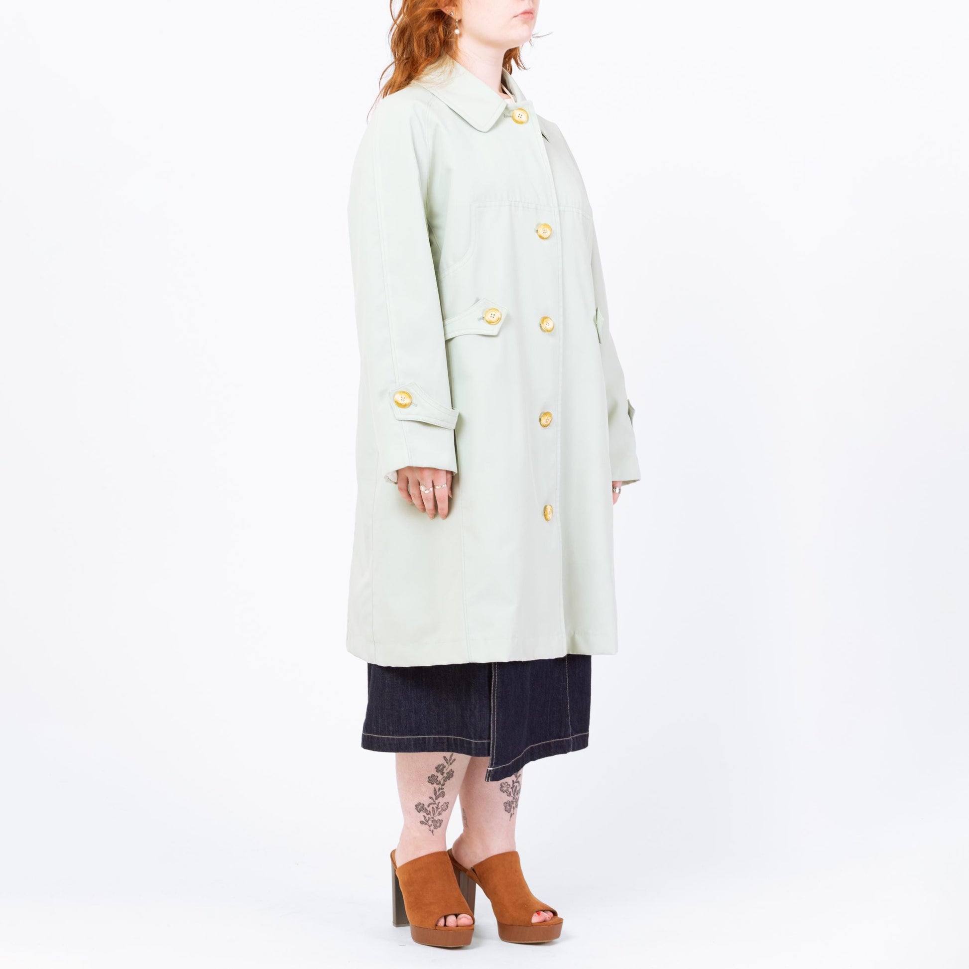 Vintage 80s Mint Green "Any Weather" Trench Coat - Extra Large | Misty Harbor Long Duster Rain Jacket