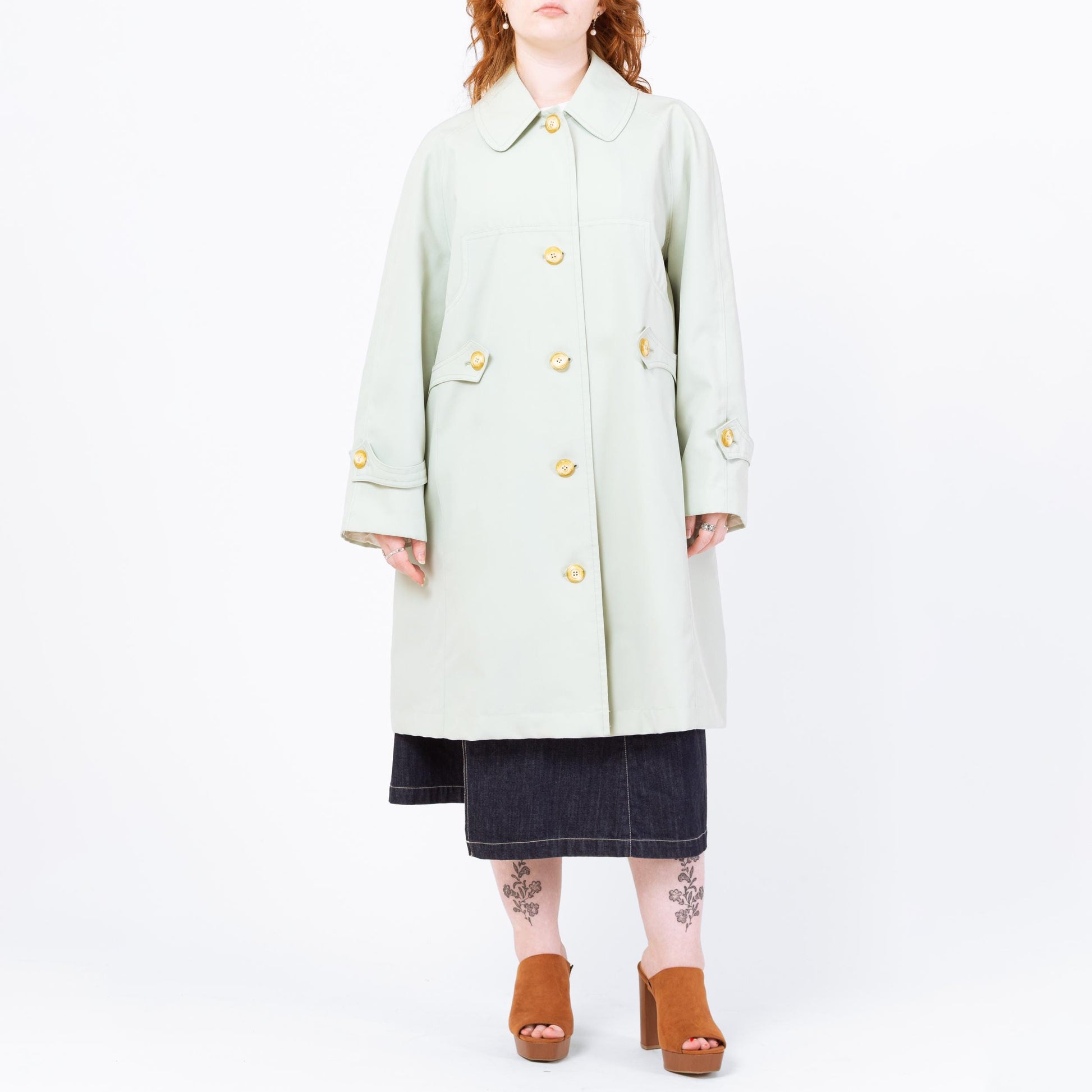 Vintage 80s Mint Green "Any Weather" Trench Coat - Extra Large | Misty Harbor Long Duster Rain Jacket
