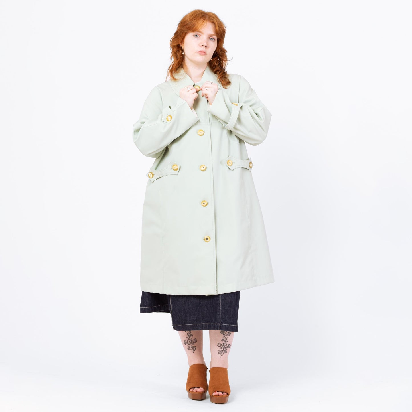 Vintage 80s Mint Green "Any Weather" Trench Coat - Extra Large | Misty Harbor Long Duster Rain Jacket