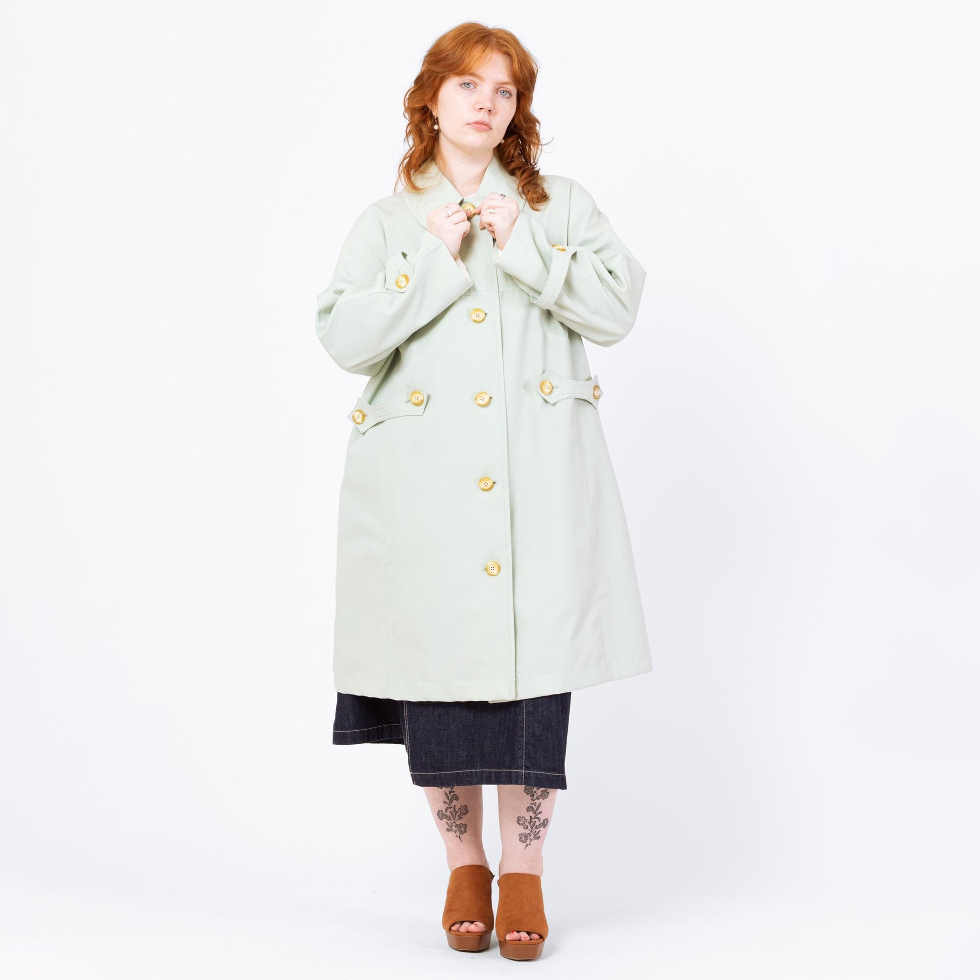 Vintage 80s Mint Green "Any Weather" Trench Coat - Extra Large | Misty Harbor Long Duster Rain Jacket