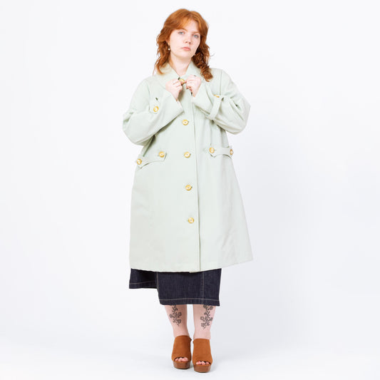 Vintage 80s Mint Green "Any Weather" Trench Coat - Extra Large | Misty Harbor Long Duster Rain Jacket