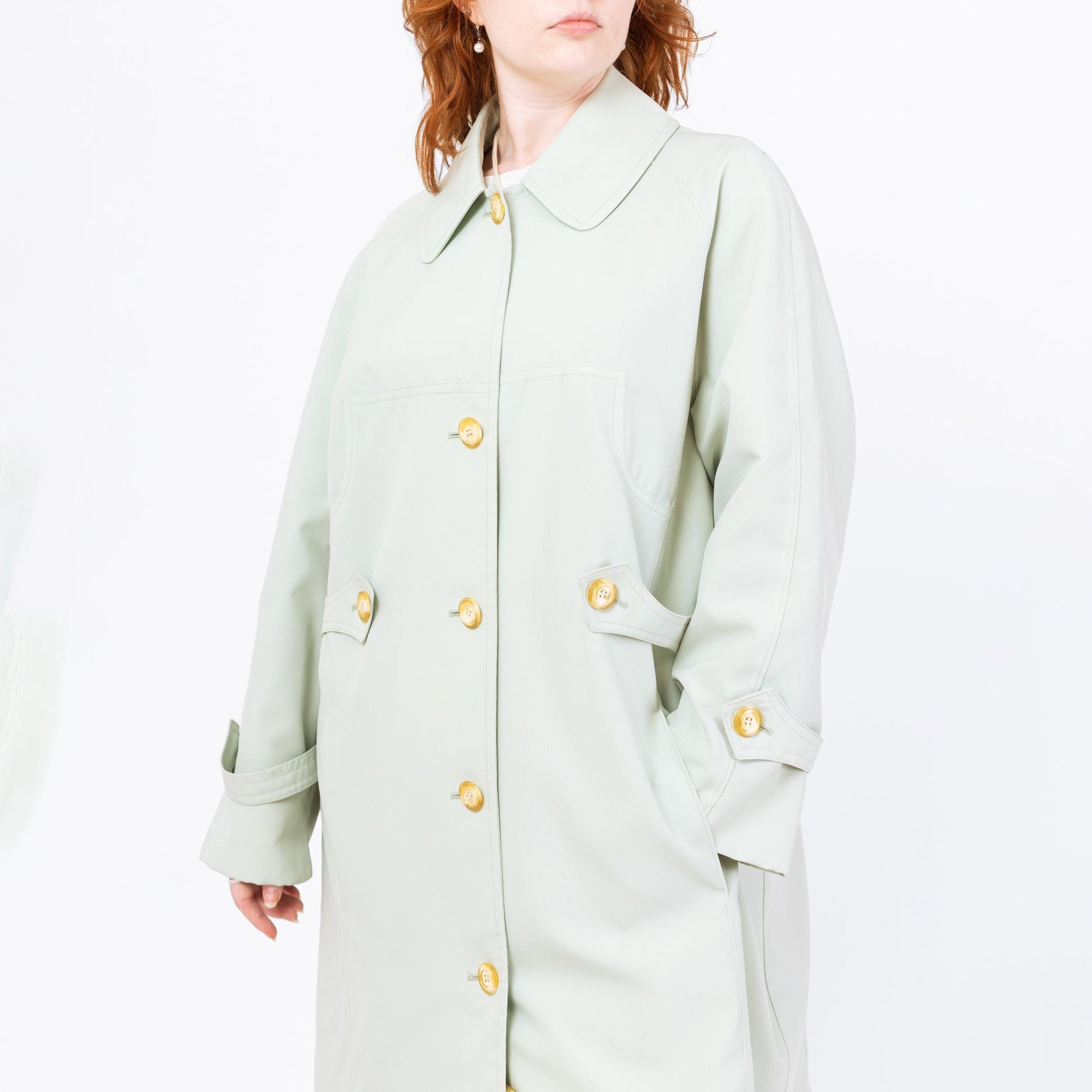 Vintage 80s Mint Green "Any Weather" Trench Coat - Extra Large | Misty Harbor Long Duster Rain Jacket