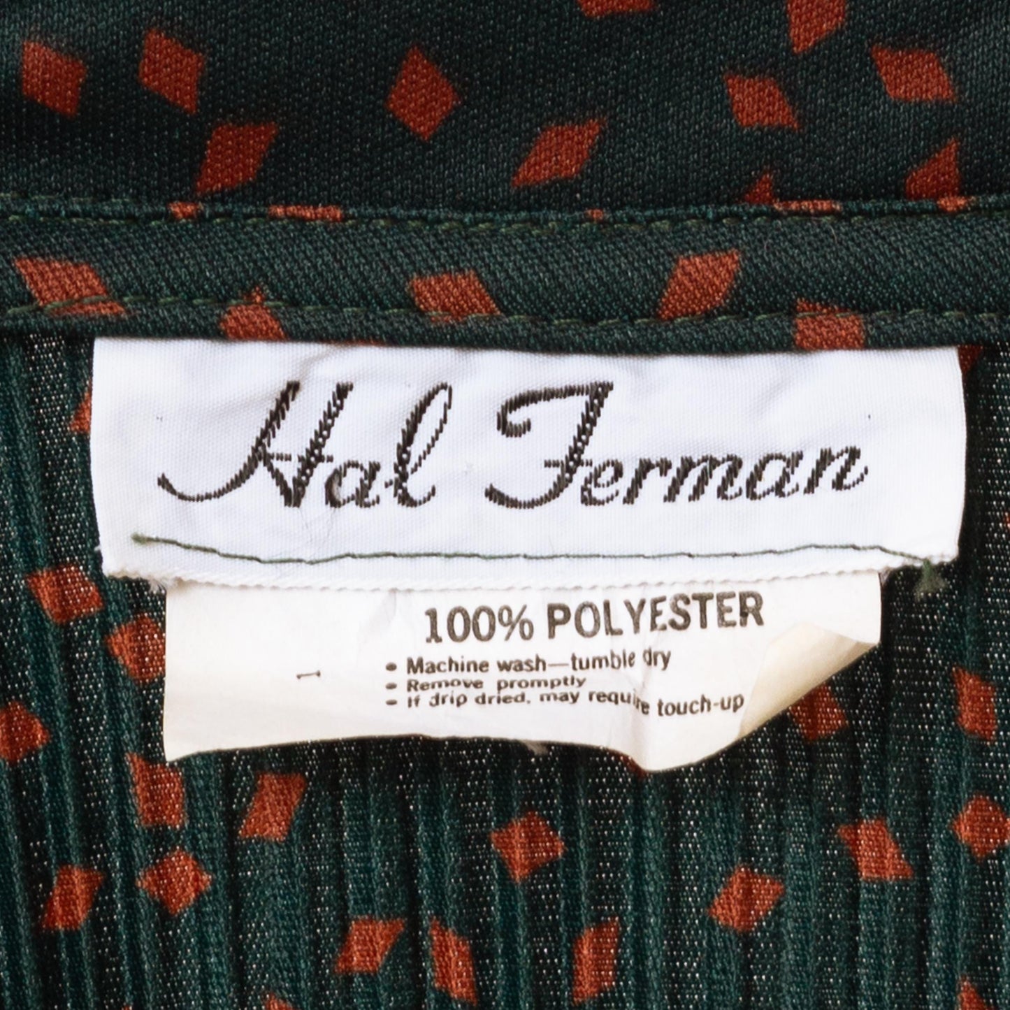 Vintage 70s Plisse Dark Forest Green Midi Dress - Medium | Hal Ferman A Line Pleated Fitted Waist Dress