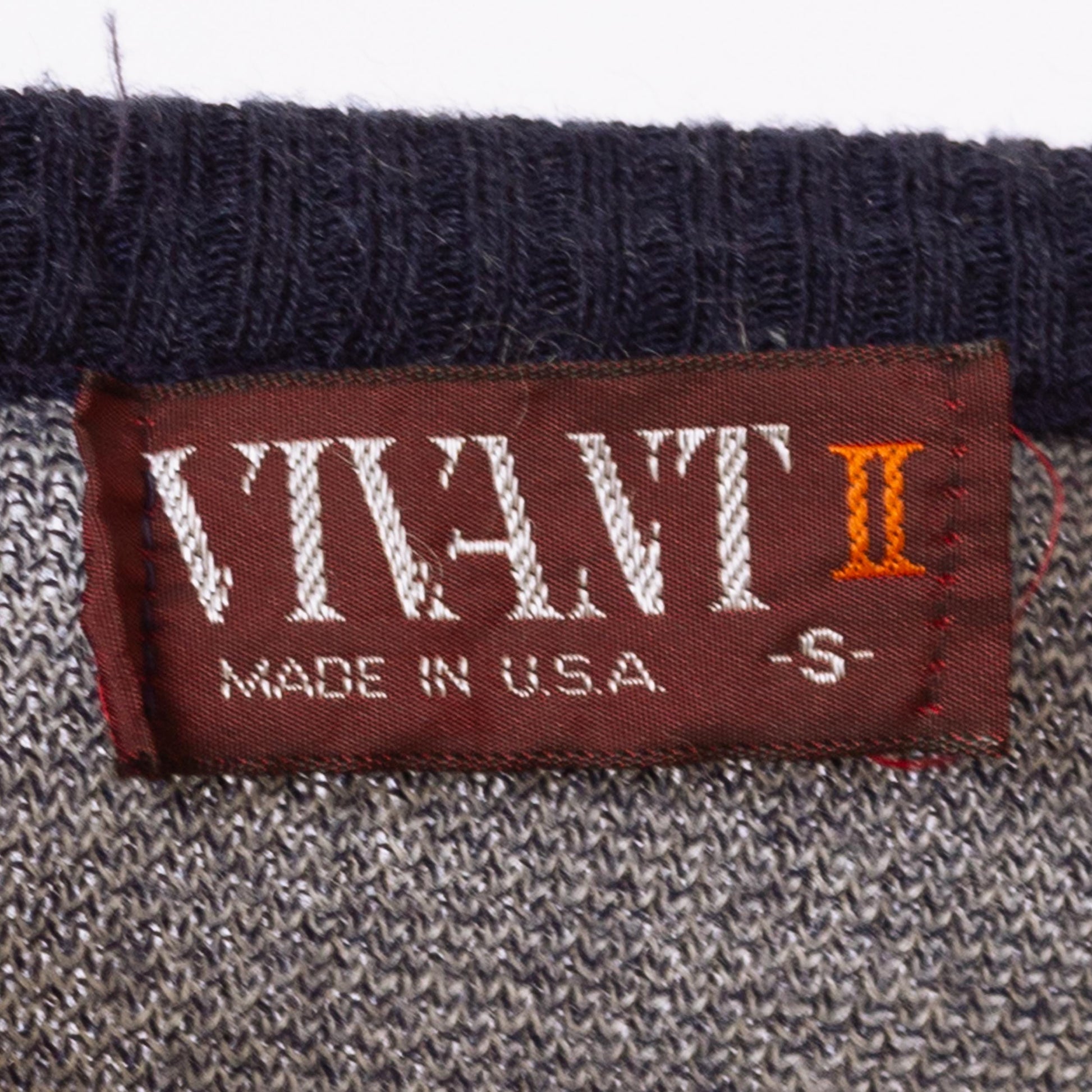 Vintage 80s Blue Striped Knit Cropped Sweater - Small | V Neck Lightweight Slouchy Pullover