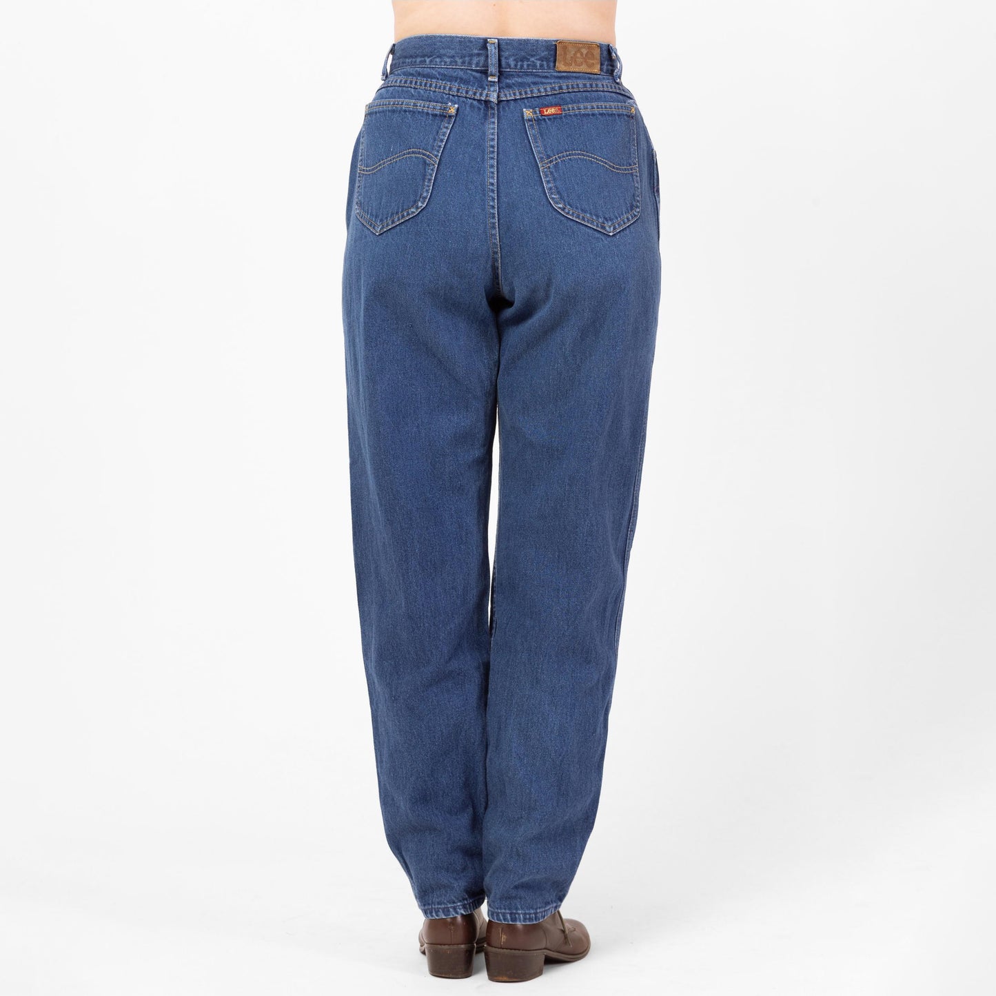 Vintage 80s Lee Riders Dark Wash High Waisted Mom Jeans - Medium, 29" Waist | Tapered Leg Pleated Denim Jeans