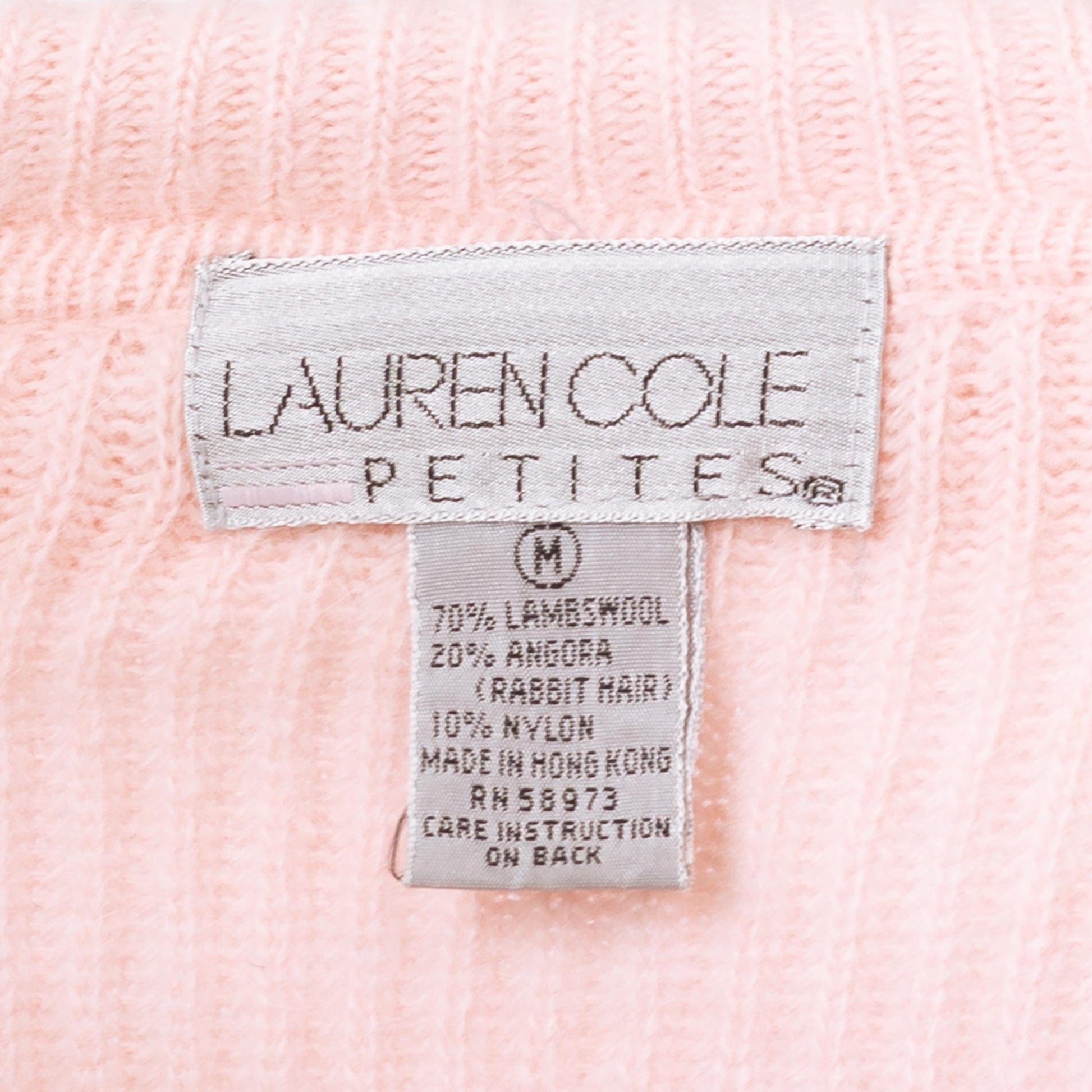 Vintage 80s Pastel Pink Cropped Knit Cardigan - Medium | Angora Lambswool Retro Collared Button Up Sweater
