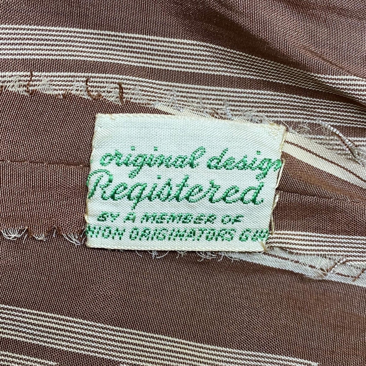 Vintage 1930s Fashion Originators Guild Brown Striped Maxi Day Dress, As Is - Small | 30s FOGA Retro A Line Short Puff Sleeve Shirtdress