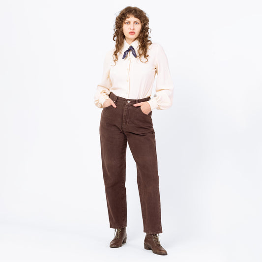 Vintage 90s Lee Brown High Waisted Jeans - Medium, 30" Waist | High Rise Denim Tapered Leg Mom Jeans