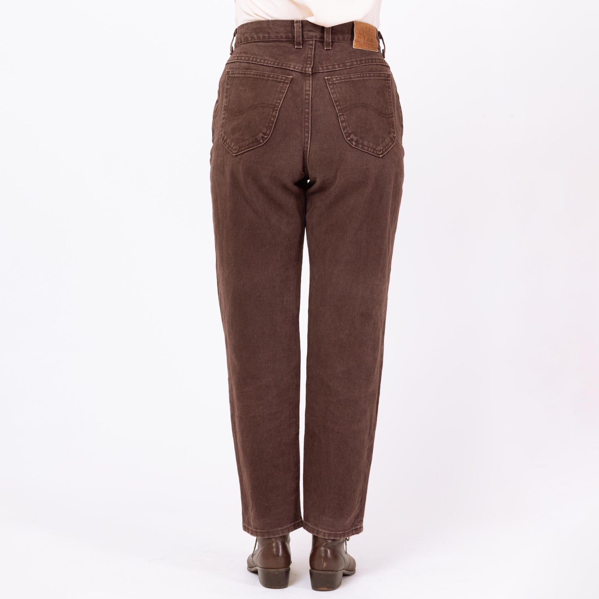 Vintage 90s Lee Brown High Waisted Jeans - Medium, 30" Waist | High Rise Denim Tapered Leg Mom Jeans