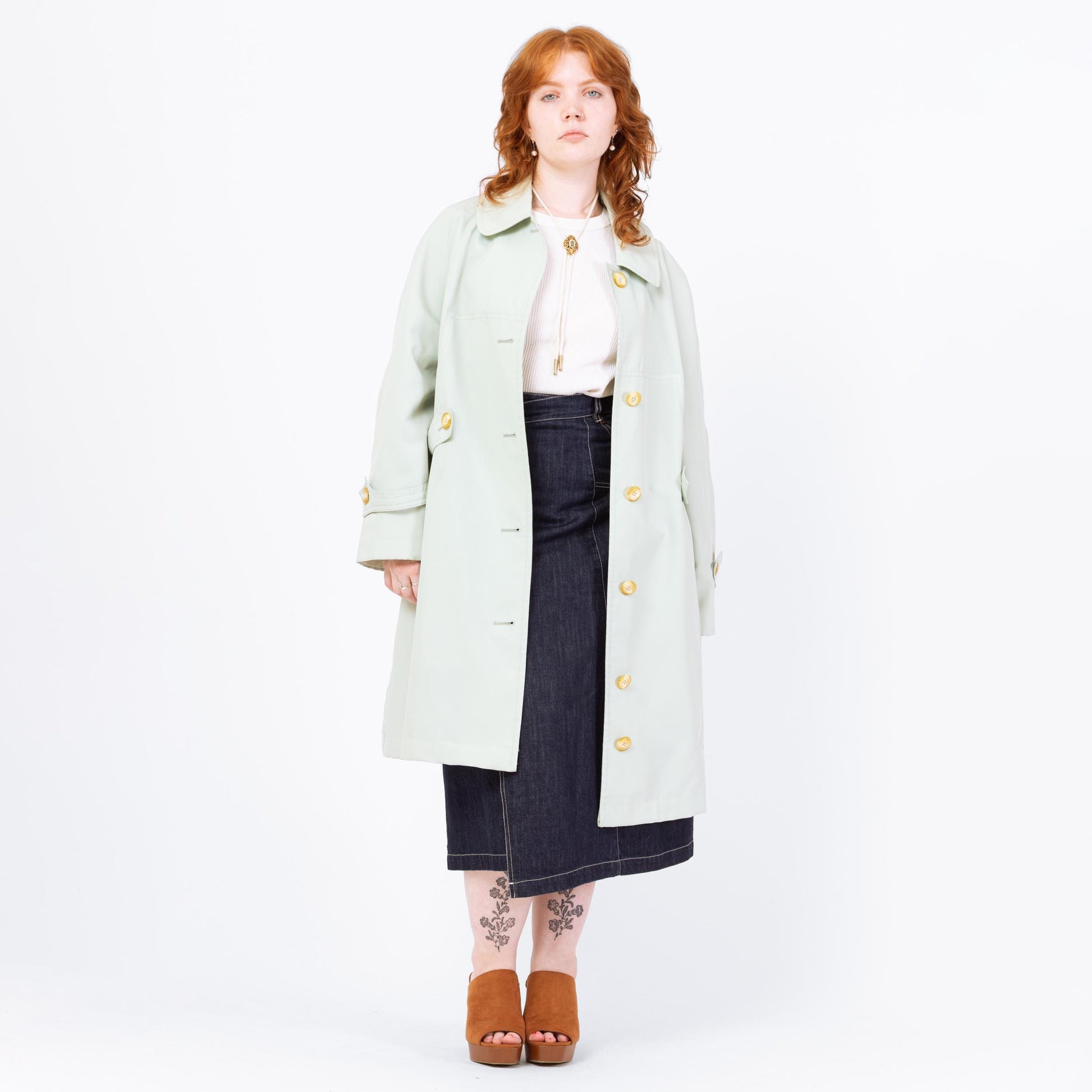 Vintage 80s Mint Green "Any Weather" Trench Coat - Extra Large | Misty Harbor Long Duster Rain Jacket