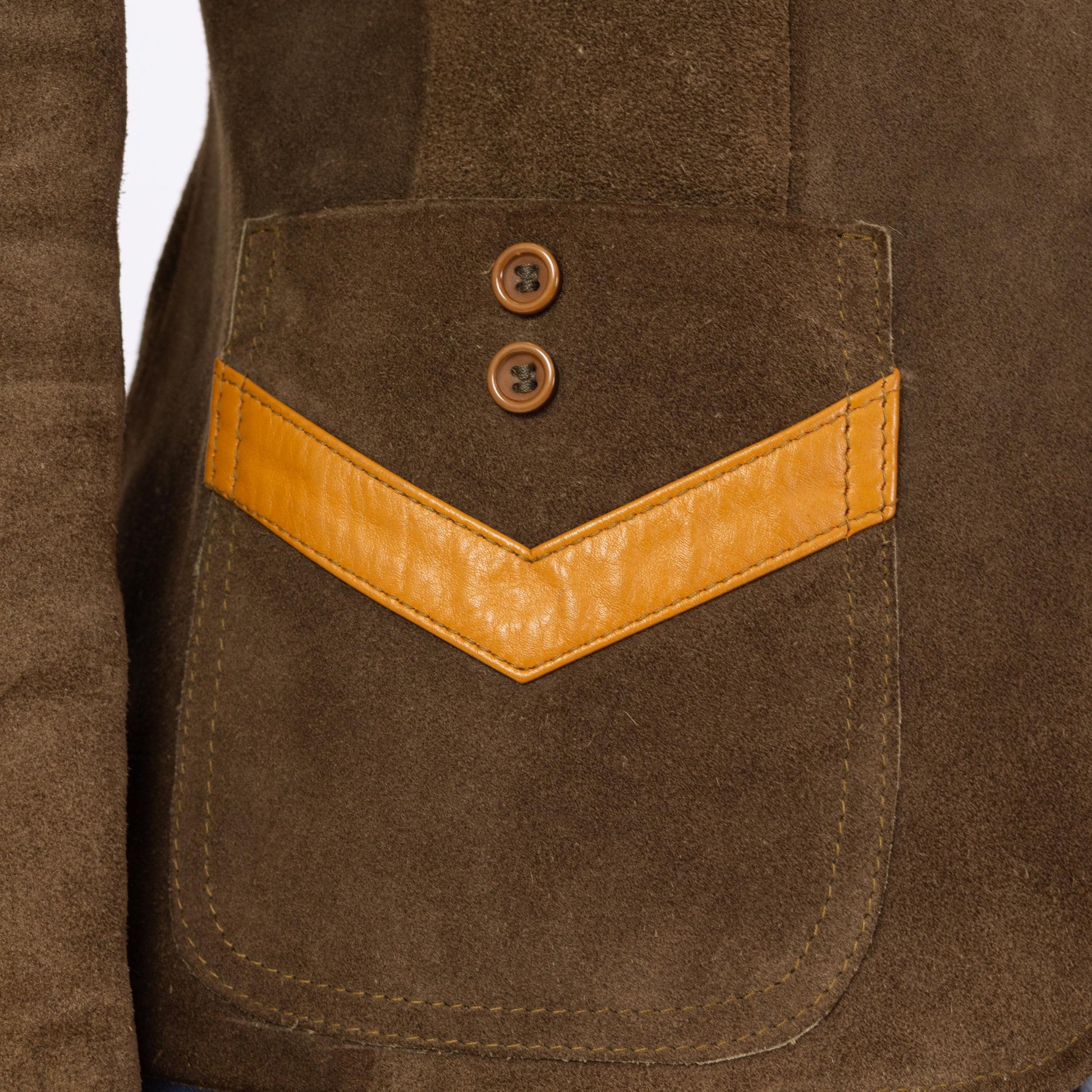Vintage 70 Western Brown Suede Blazer Jacket - Extra Small | Foxmoor Made In Argentina Button Up Boho Patchwork Leather Jacket