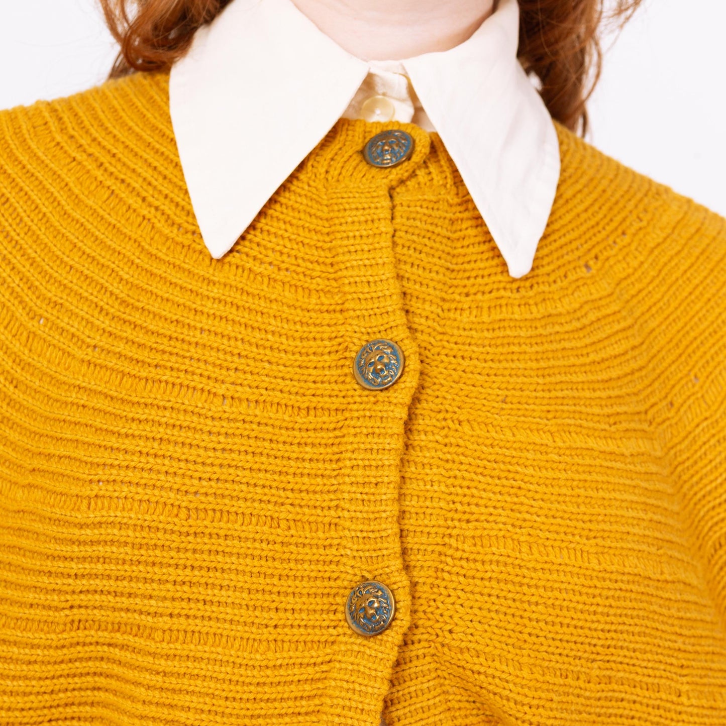 Vintage 70s Boho Mustard Yellow Knit Cape - One Size | Button Up Fringe Poncho Jacket