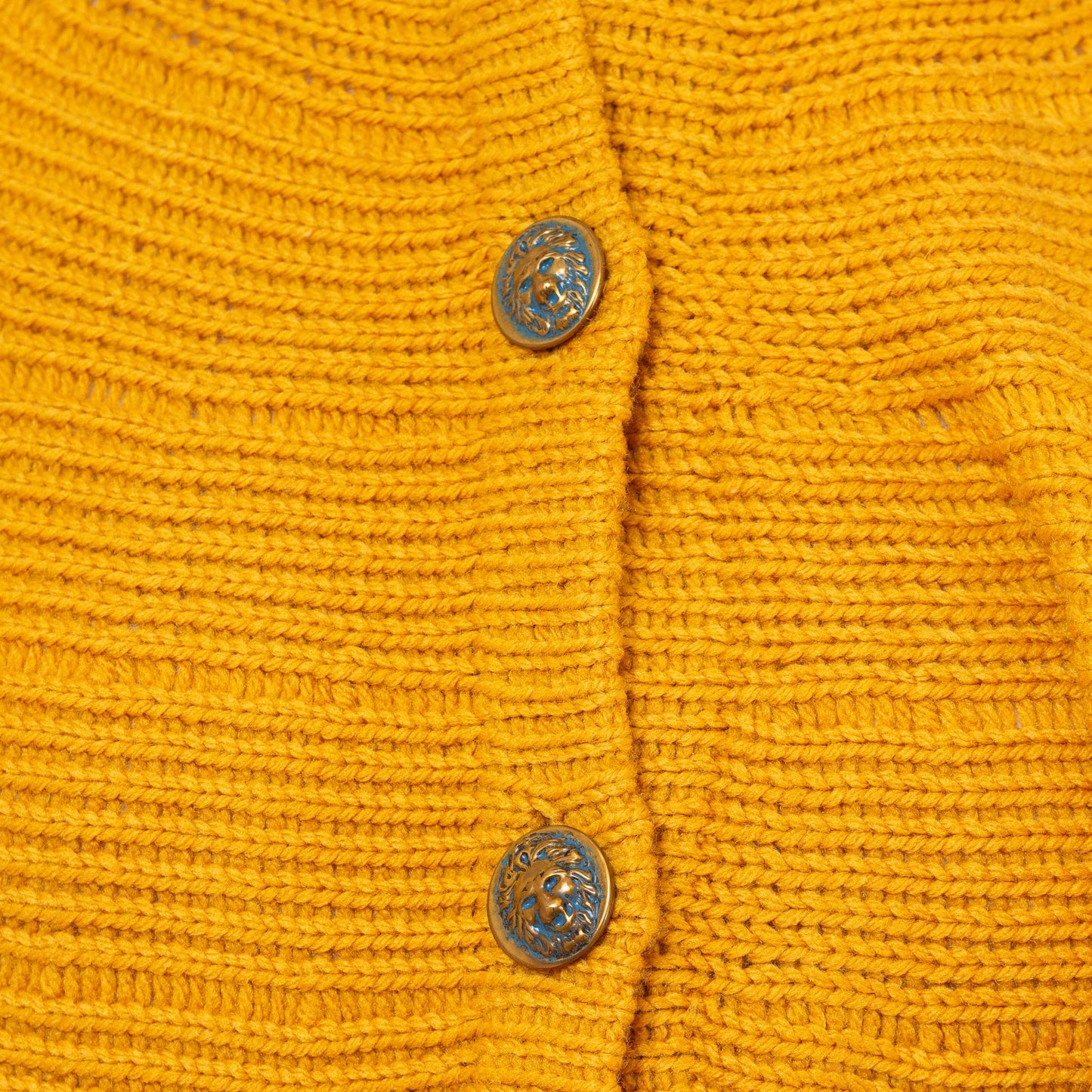 Vintage 70s Boho Mustard Yellow Knit Cape - One Size | Button Up Fringe Poncho Jacket