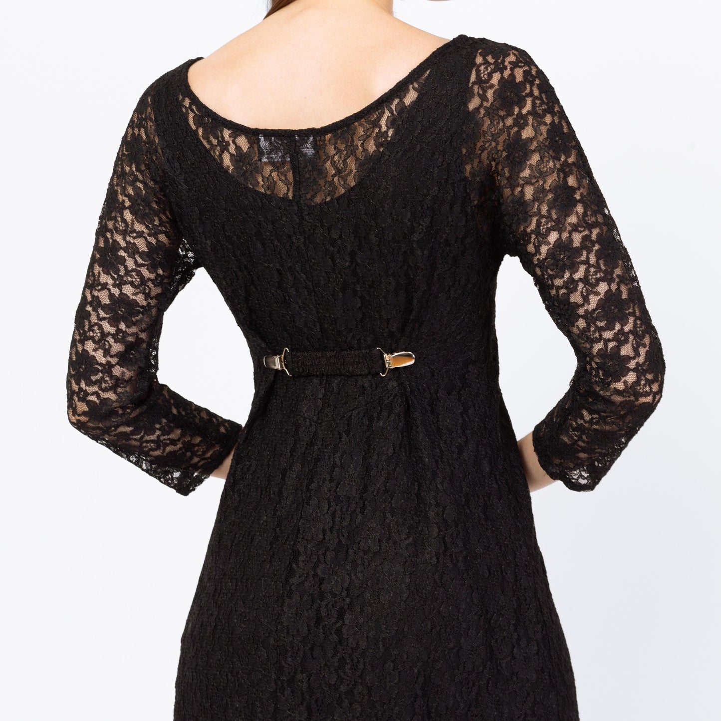 Vintage 90s Black Sheer Lace Mini Dress - Small | Long Sleeve Goth Grunge Dress